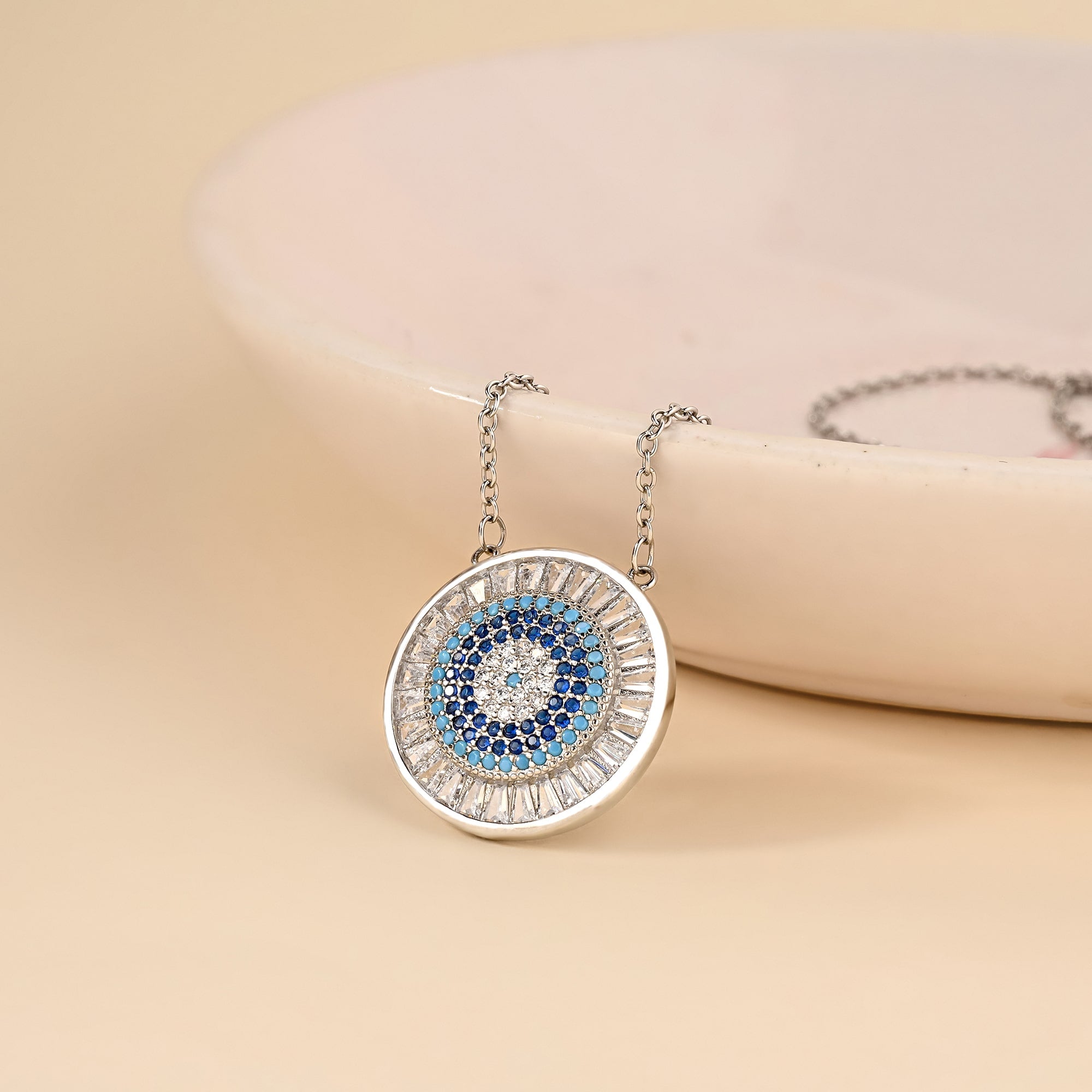 Blue Stone Circle Necklace