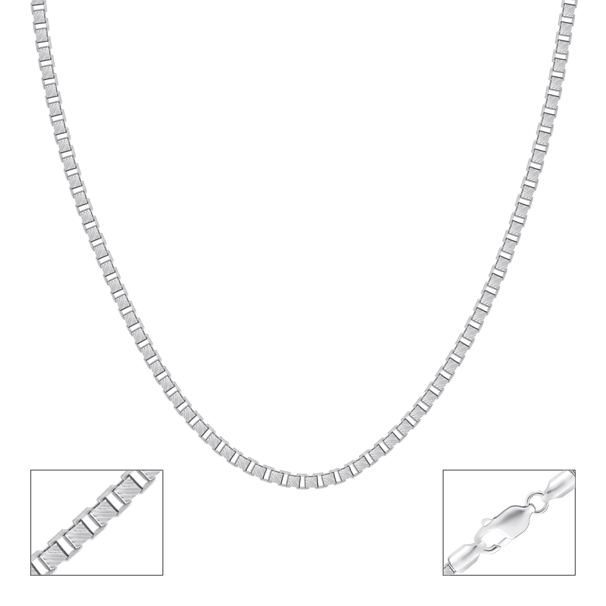 Textured Box Link Silver Chain