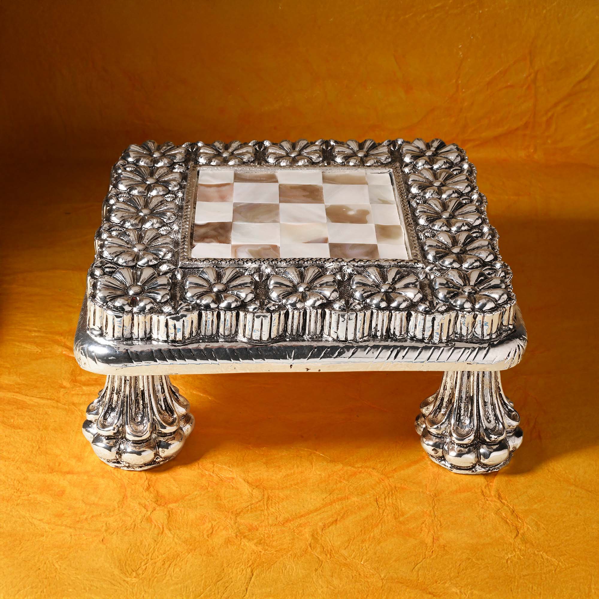 999 Silver Plated Pooja Chowki