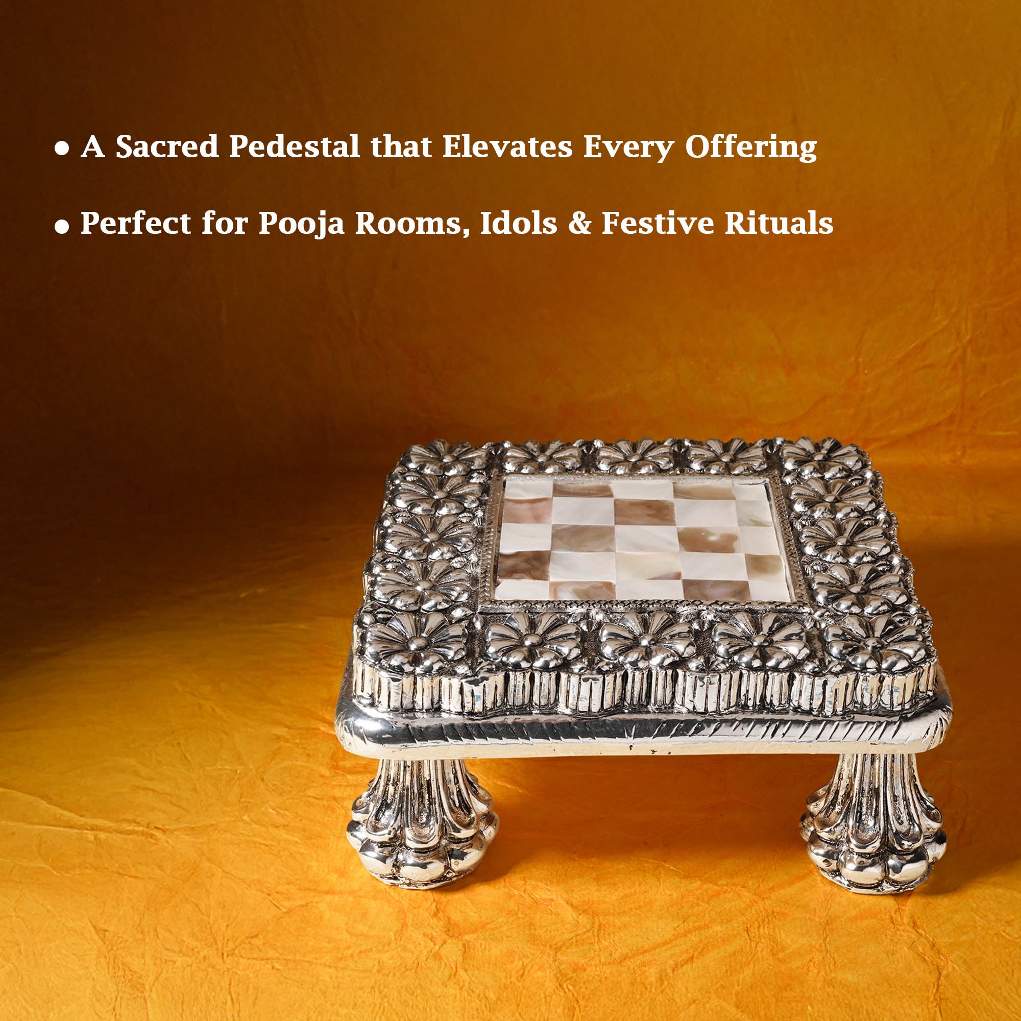 999 Silver Plated Pooja Chowki