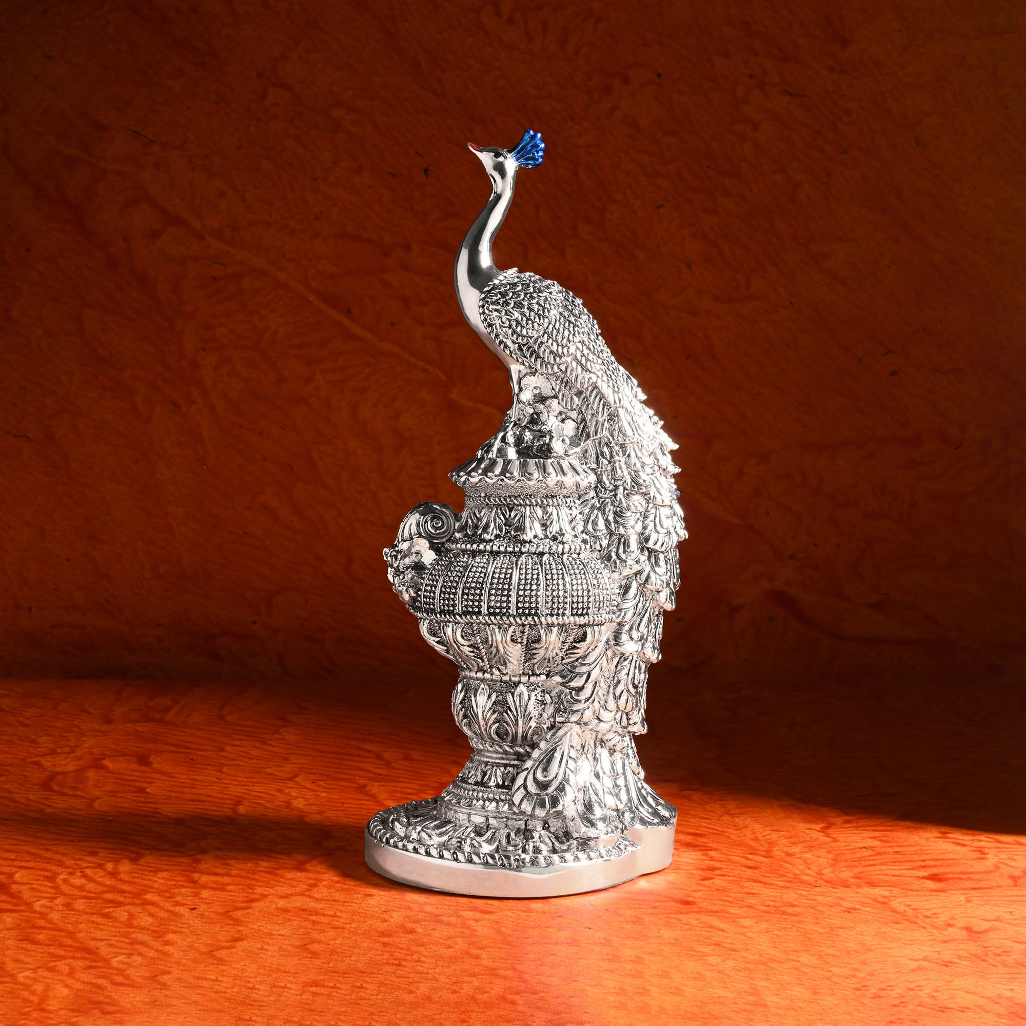 999 Silver Peacock Showpiece