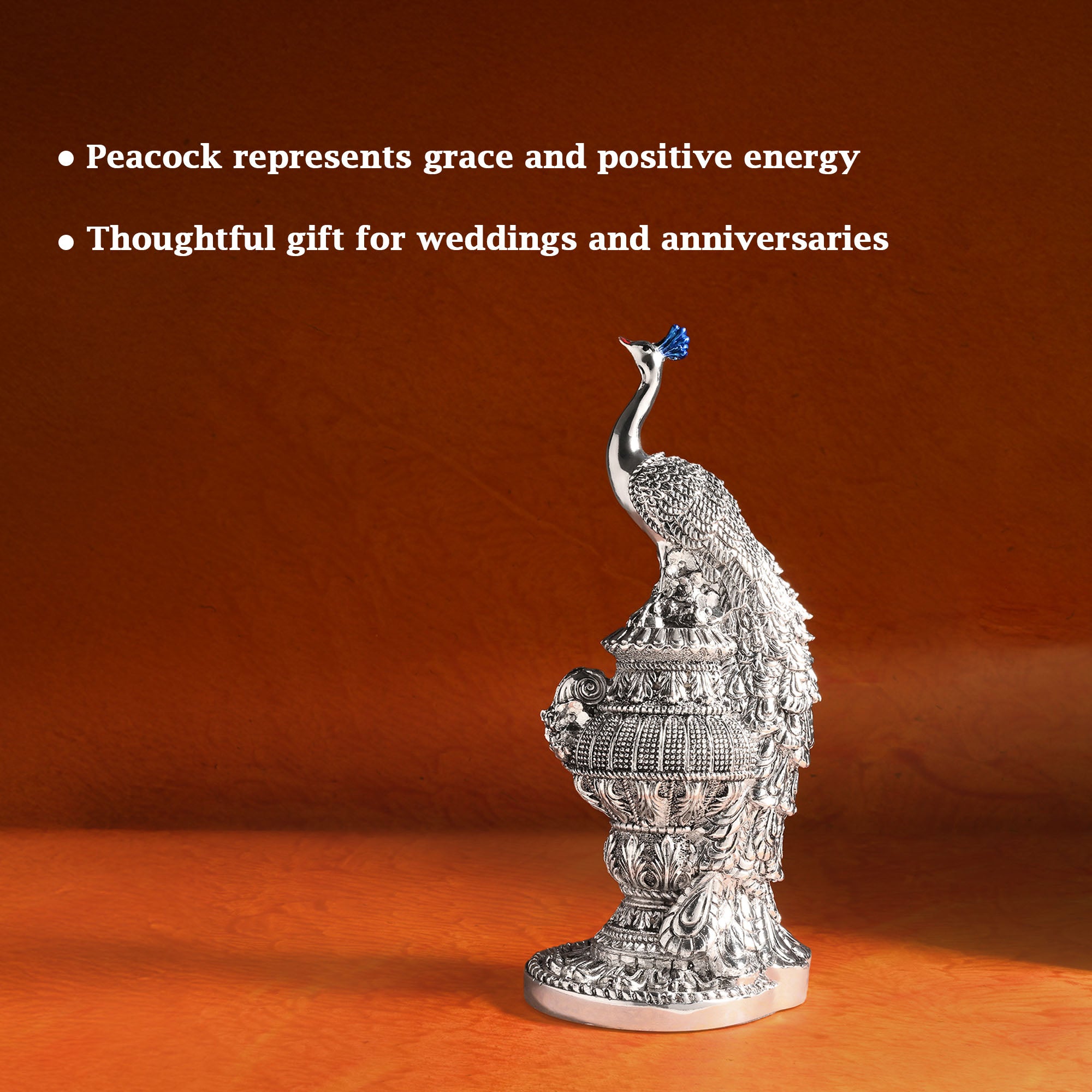 999 Silver Peacock Showpiece
