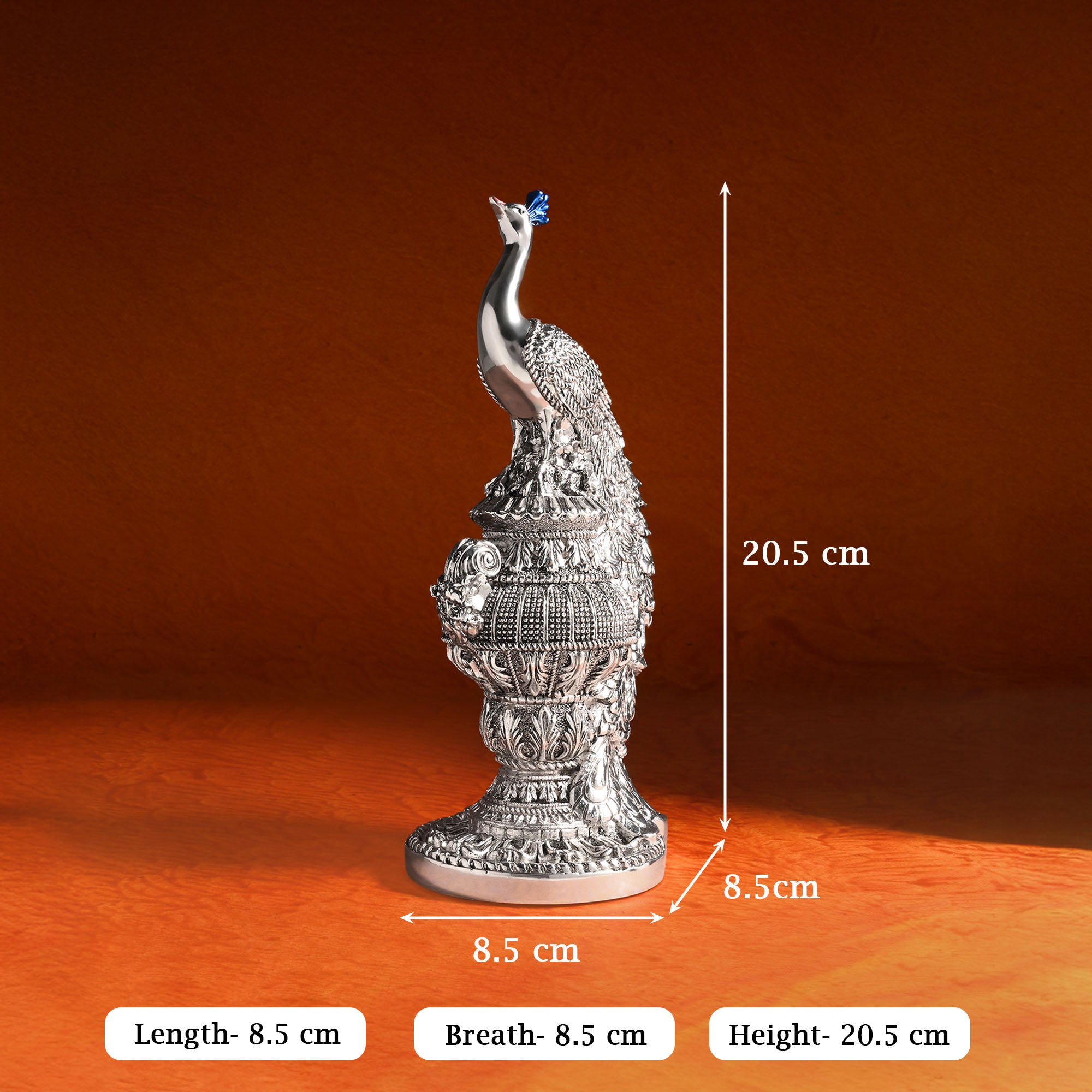 999 Silver Peacock Showpiece