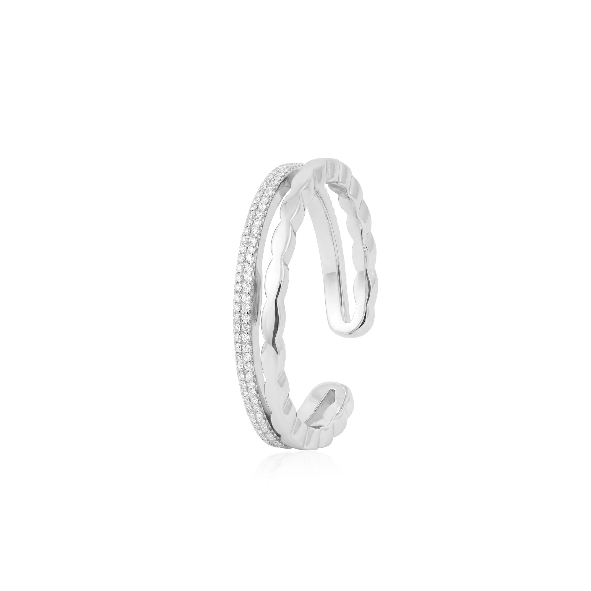 Dual Band Beaded Wave Toe Ring
