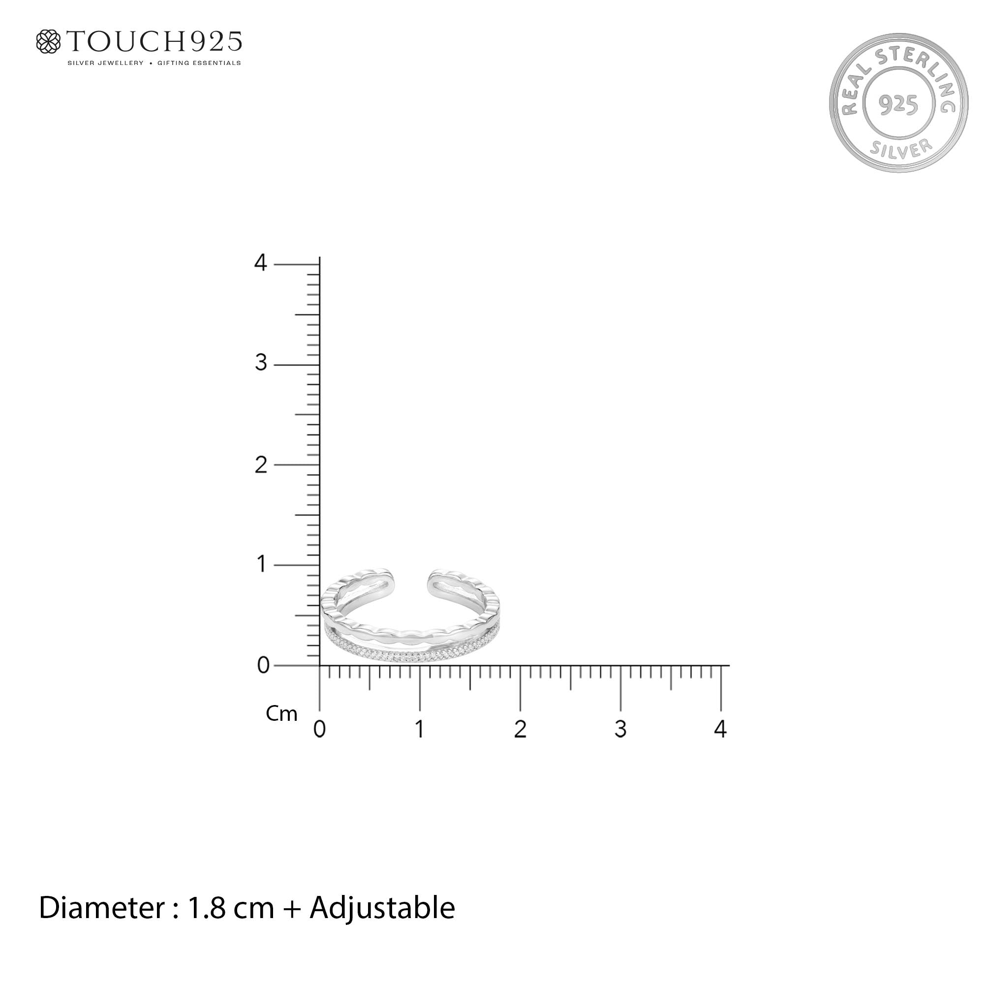 Dual Band Beaded Wave Toe Ring