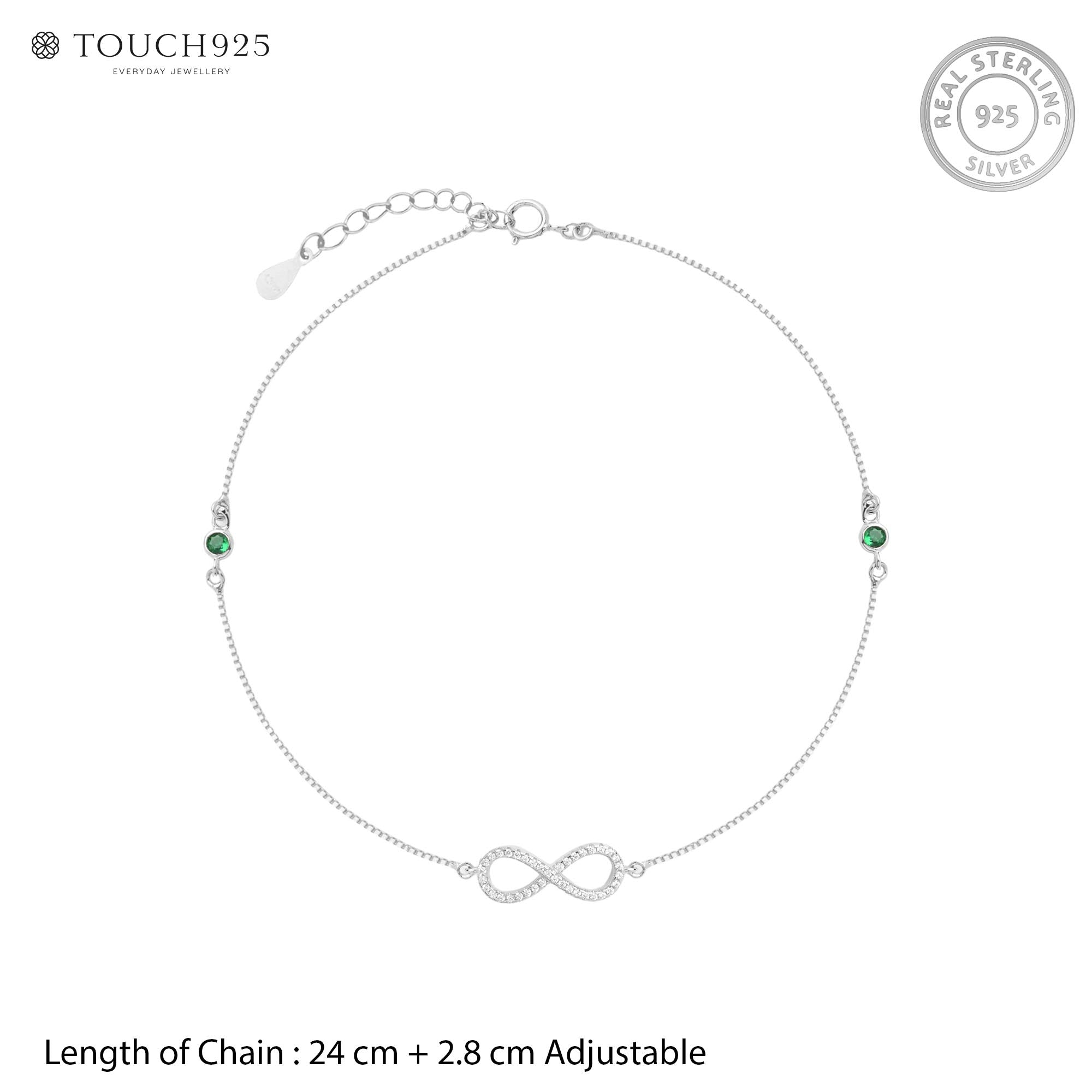 Infinity Green Zircon Anklet