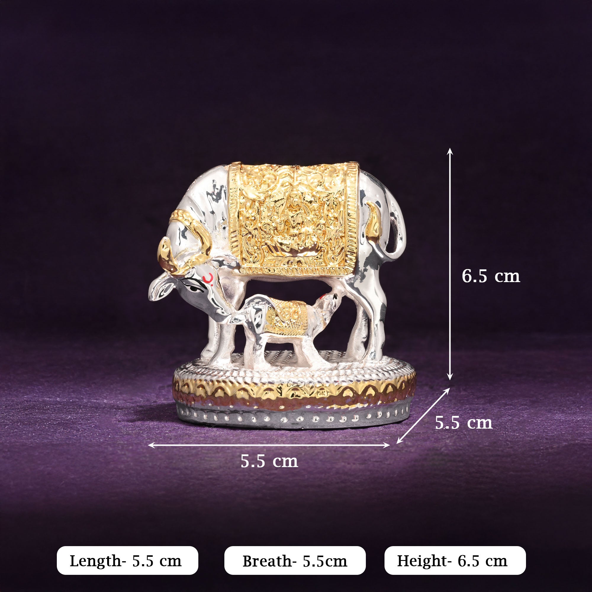 999 Silver Plated Kamdhenu Idol