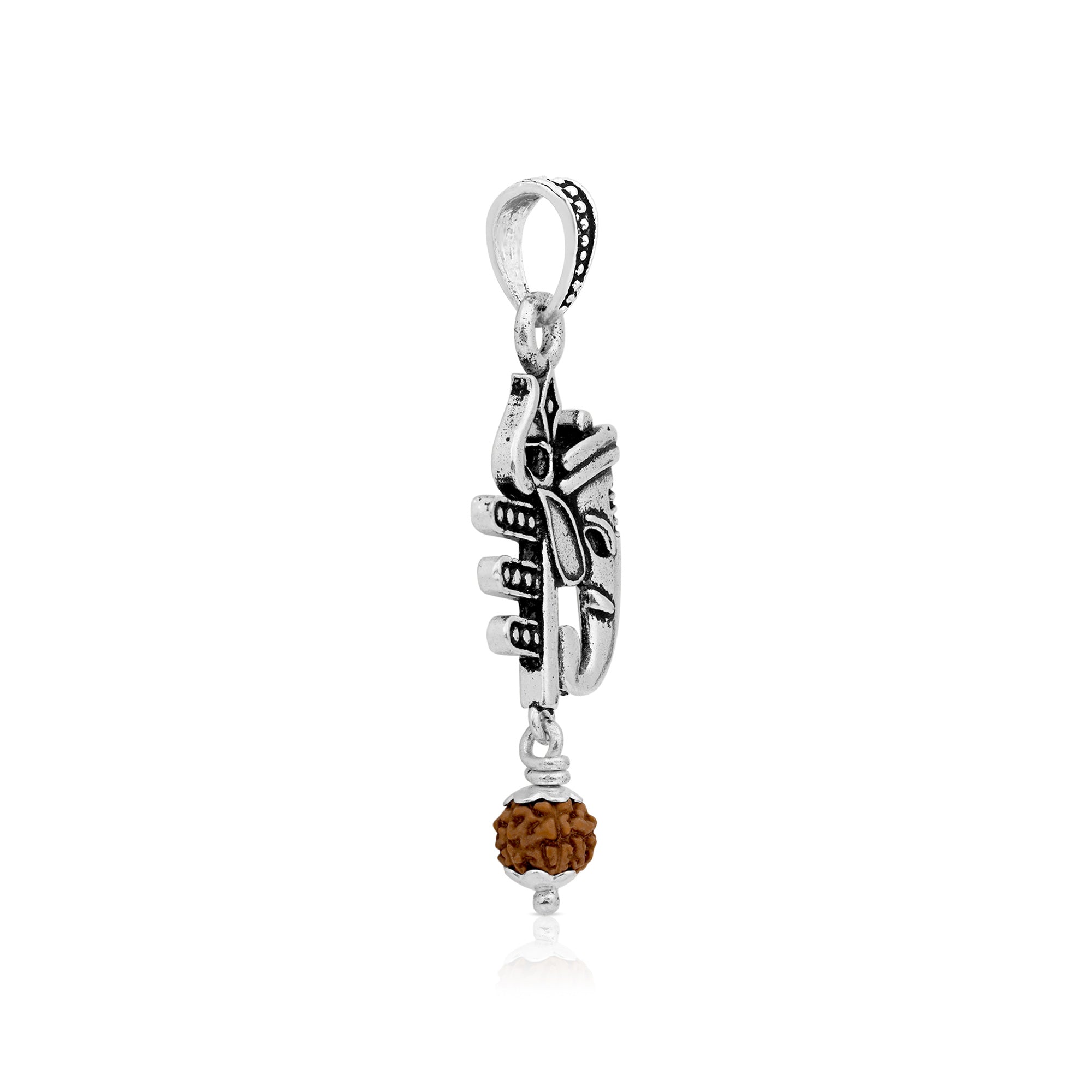 Trishul Ganesha Rudraksha Silver Pendant
