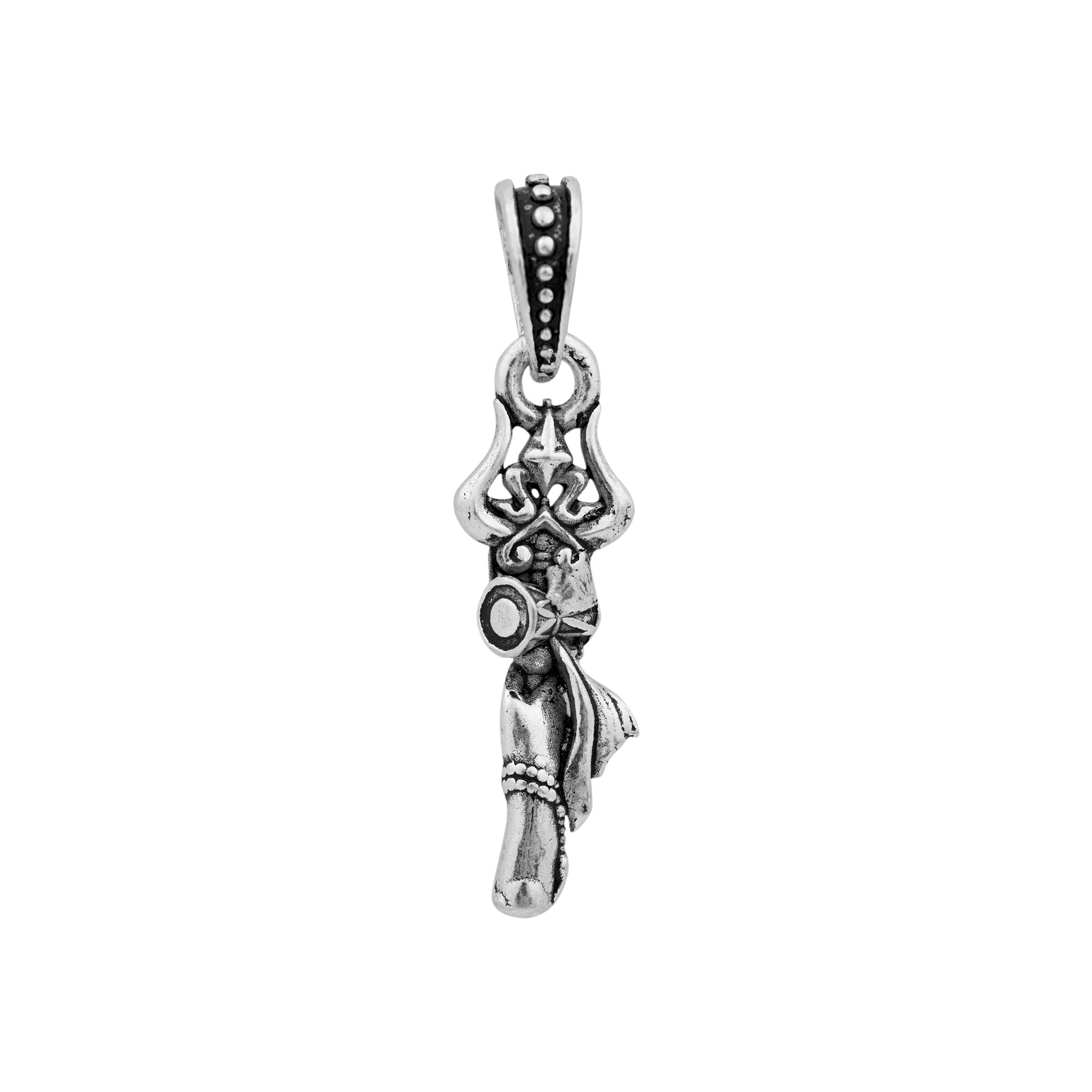 Trishul Damru Gada Silver Pendant