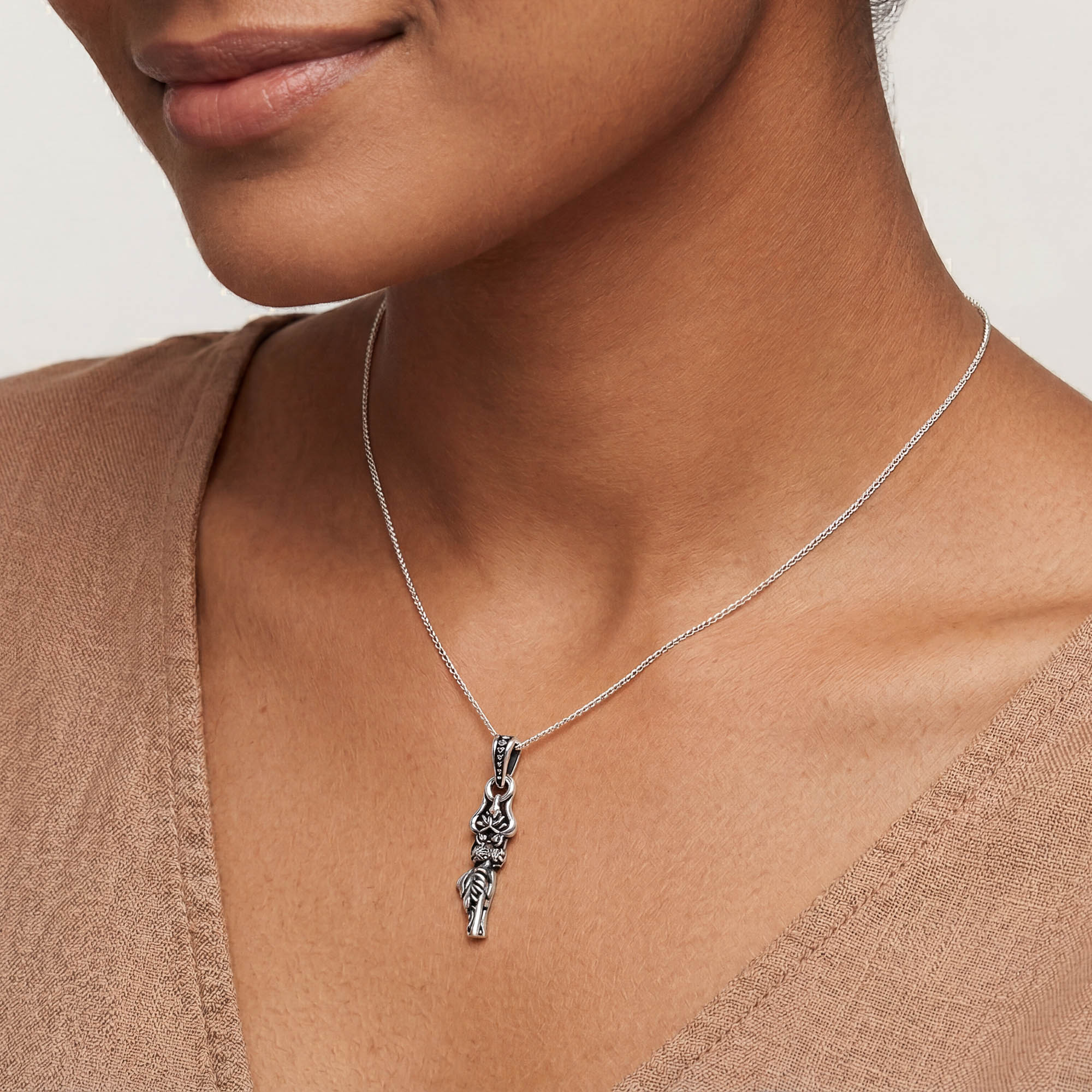 Trishul Damru Gada Silver Pendant