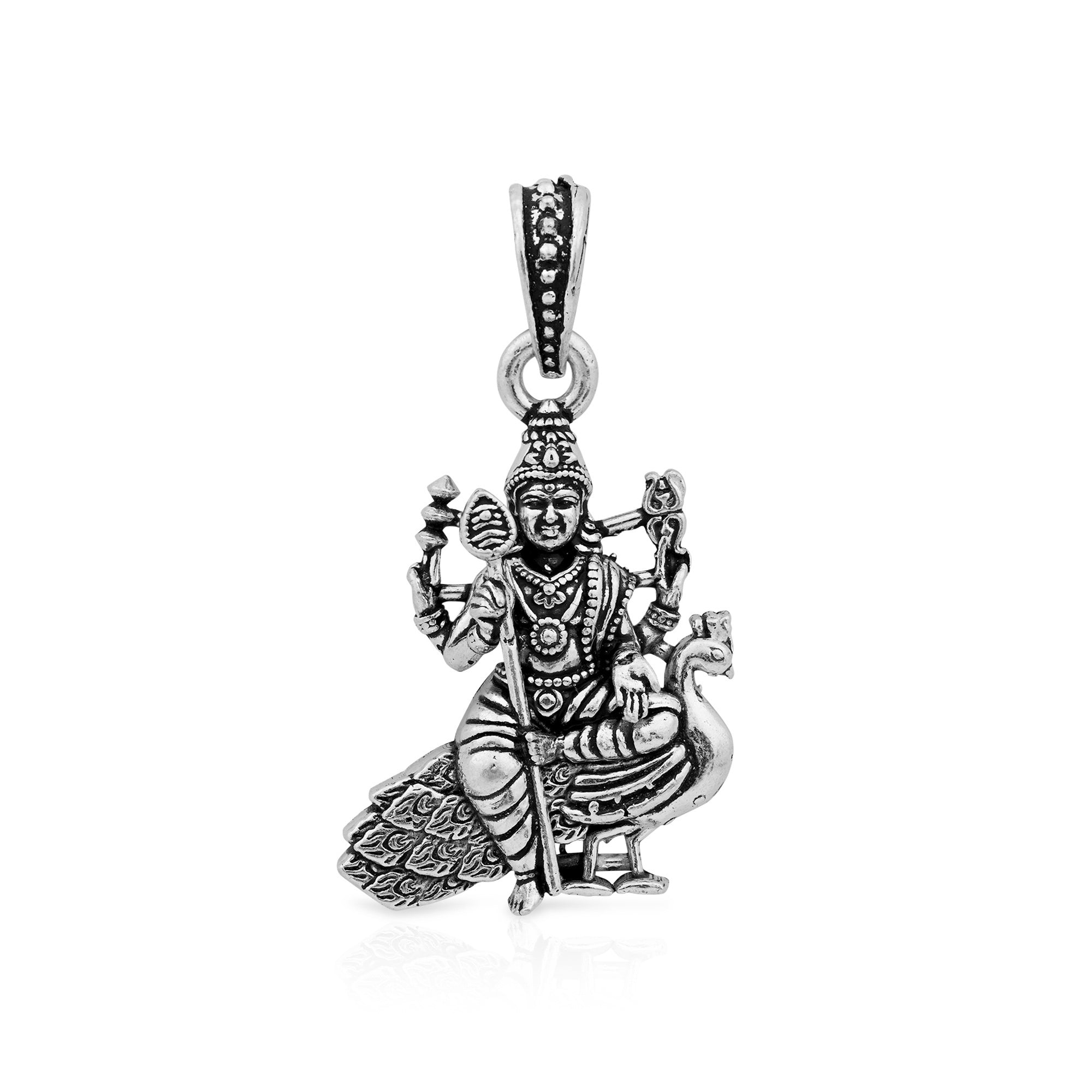 Lord Kartikeya Peacock Silver Pendant