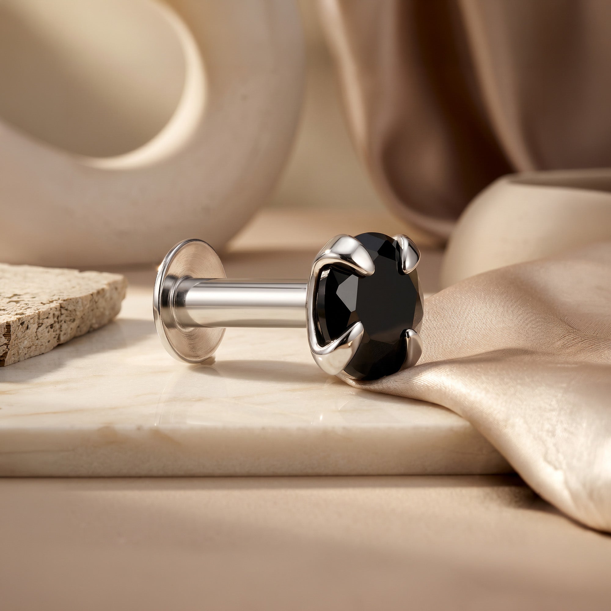 Black Zircon Silver Stud Earring