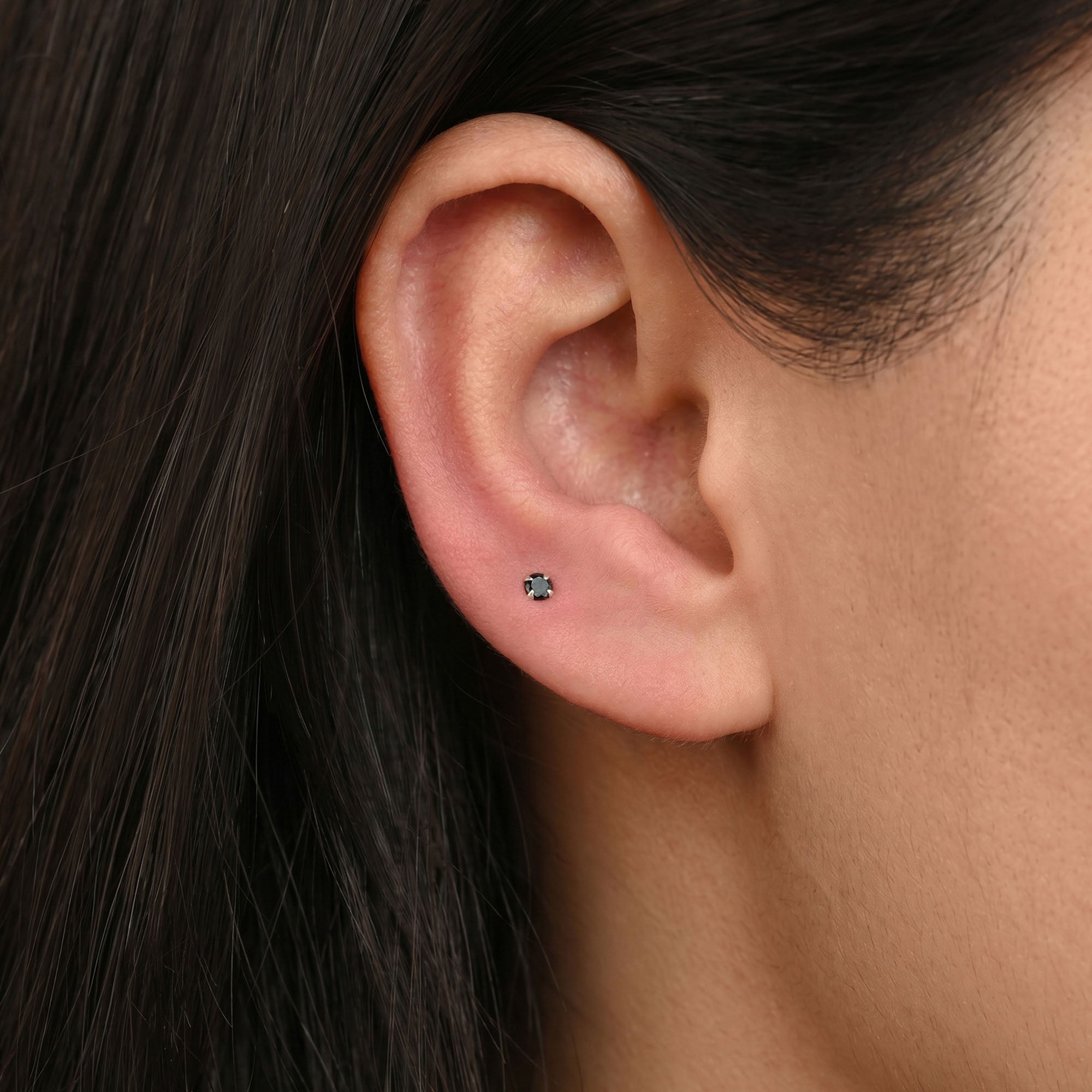 Black Zircon Silver Stud Earring