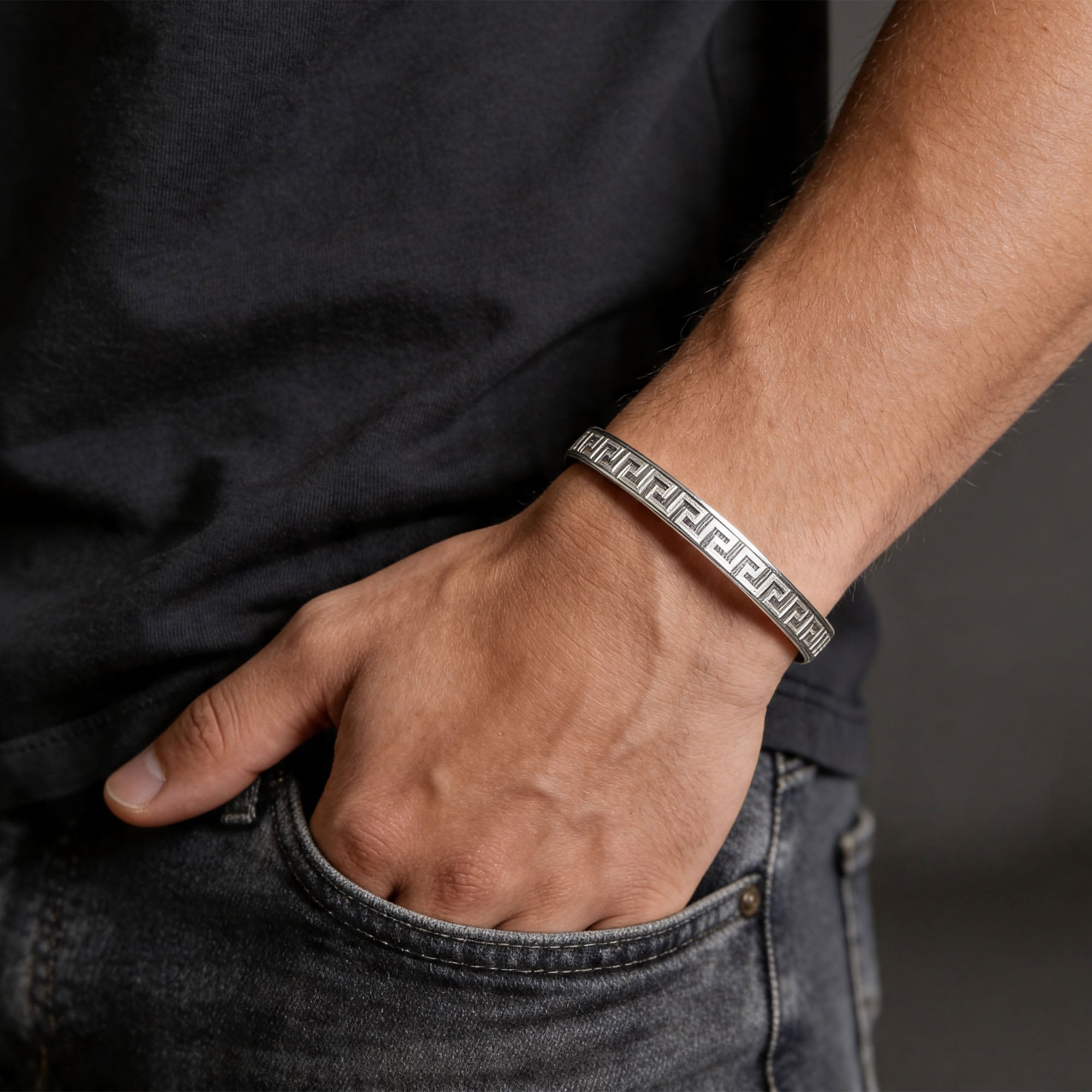 Greek Meander Men Kada