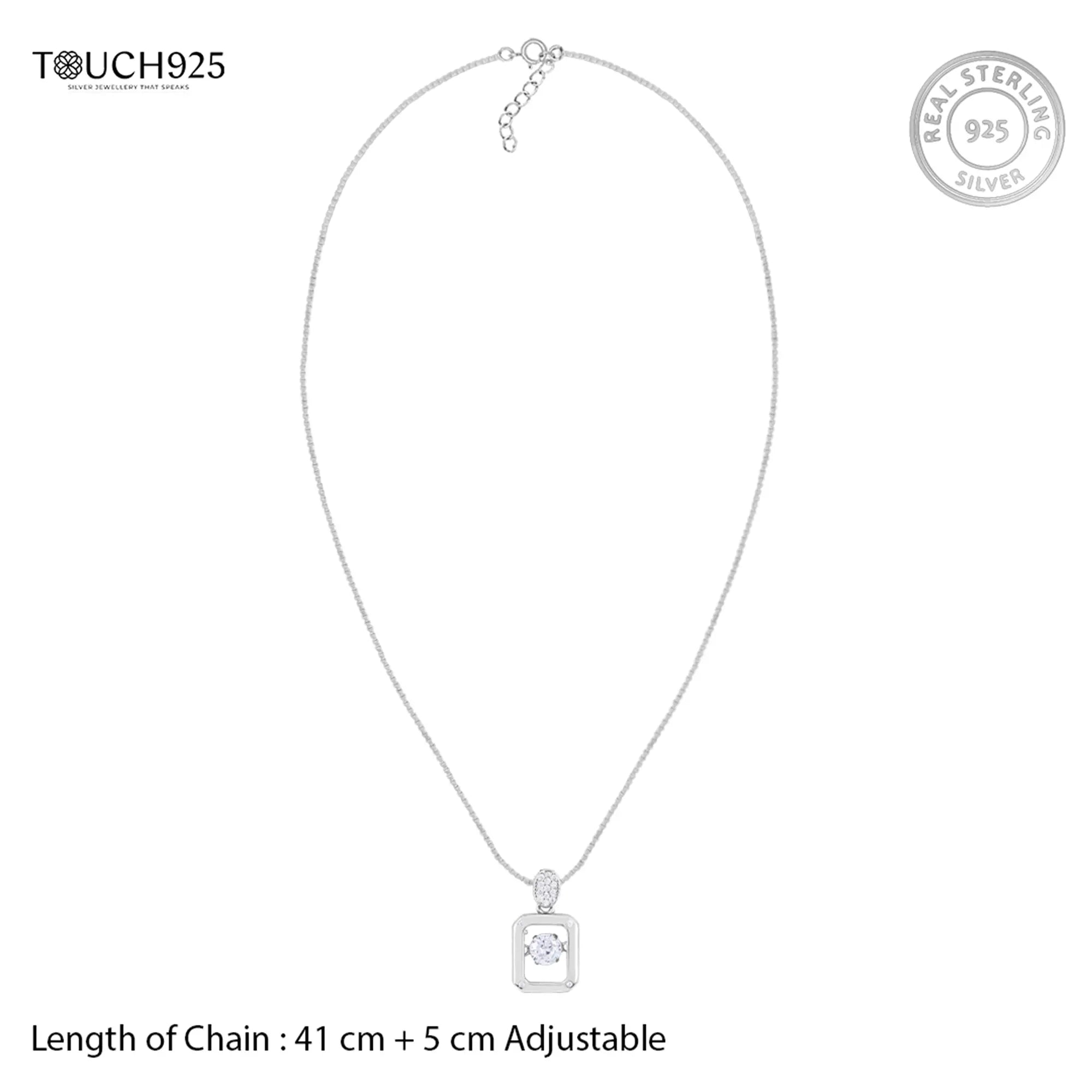 Silver Stone Rectangle Necklace