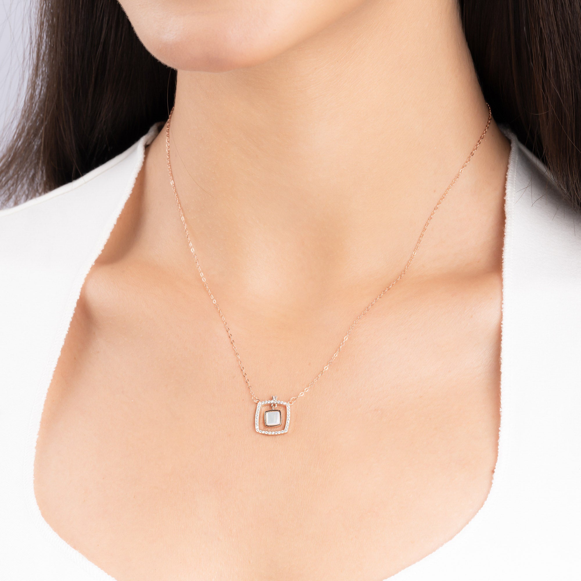 Square Frame Pendant Necklace
