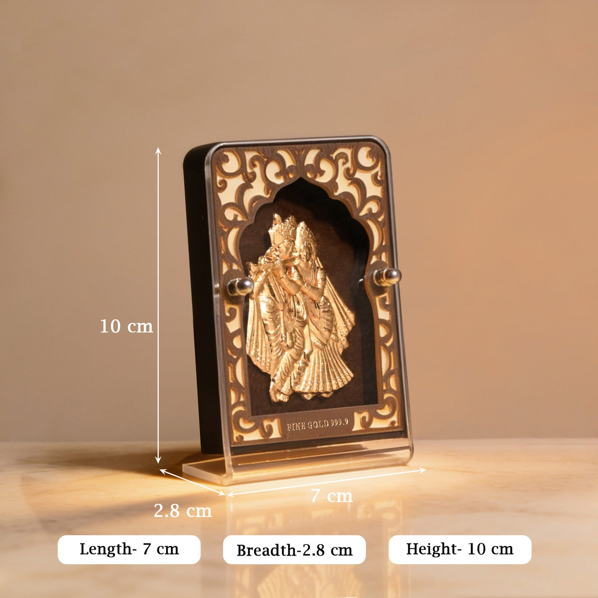 24K Gold Radha Krishna Frame With Decorative Pen Gift Box