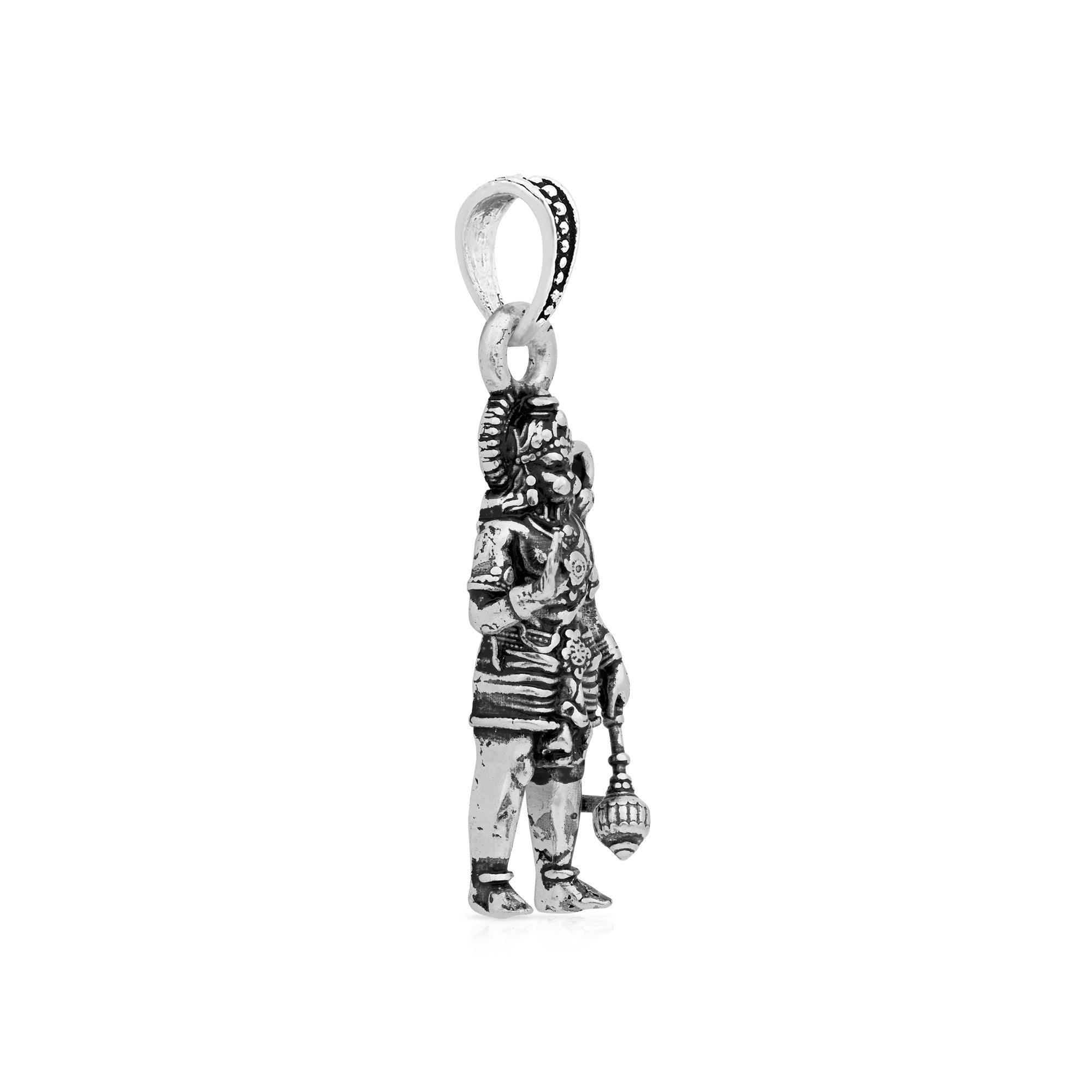 Lord Hanuman Gada Silver Pendant