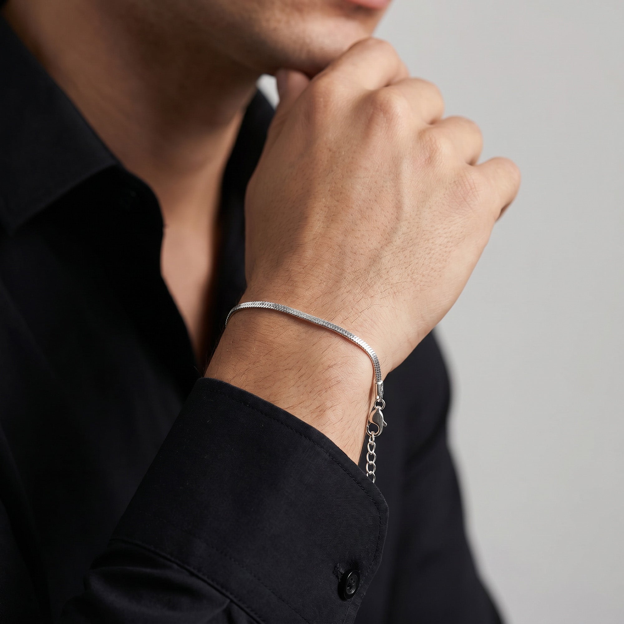 Sleek Flat Snake Men's Bracelet