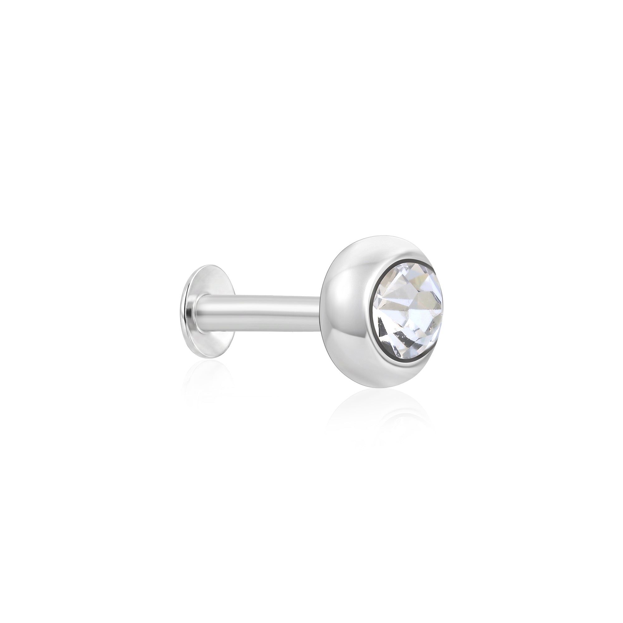 Bezel Round Zircon Silver Stud Earring