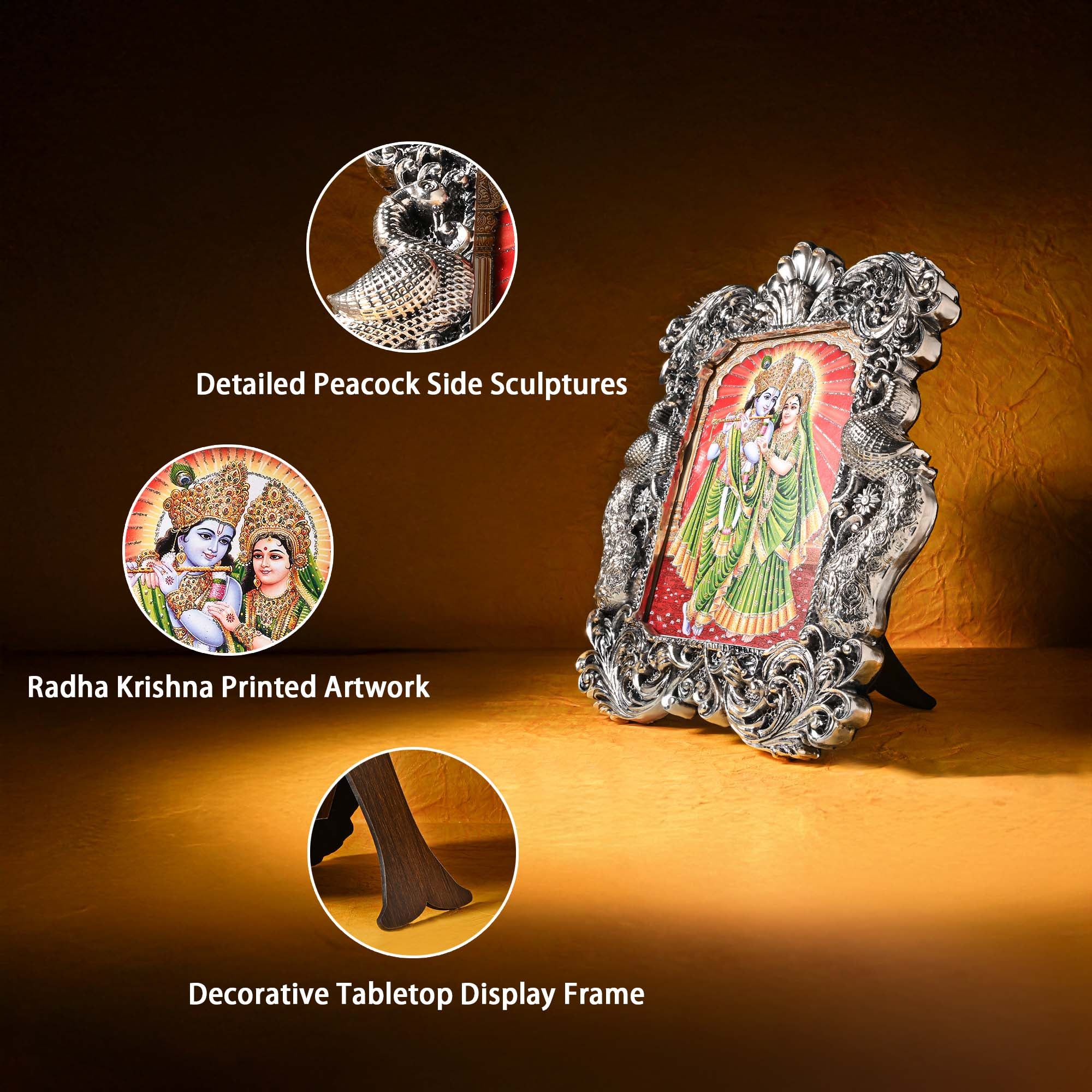 999 Silver Plated Radha Krishna Frame