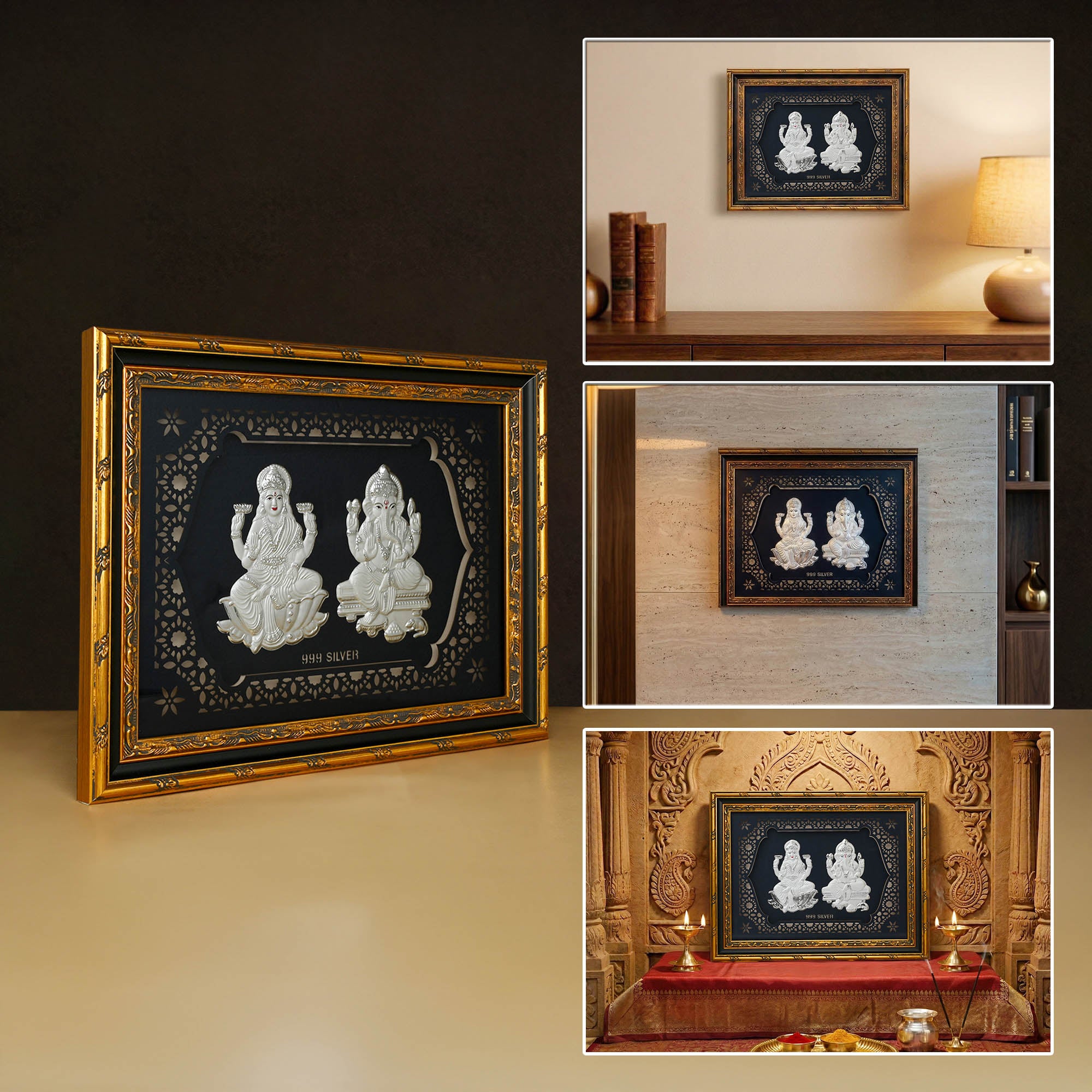 999 Silver Lakshmi Ganesh Frame