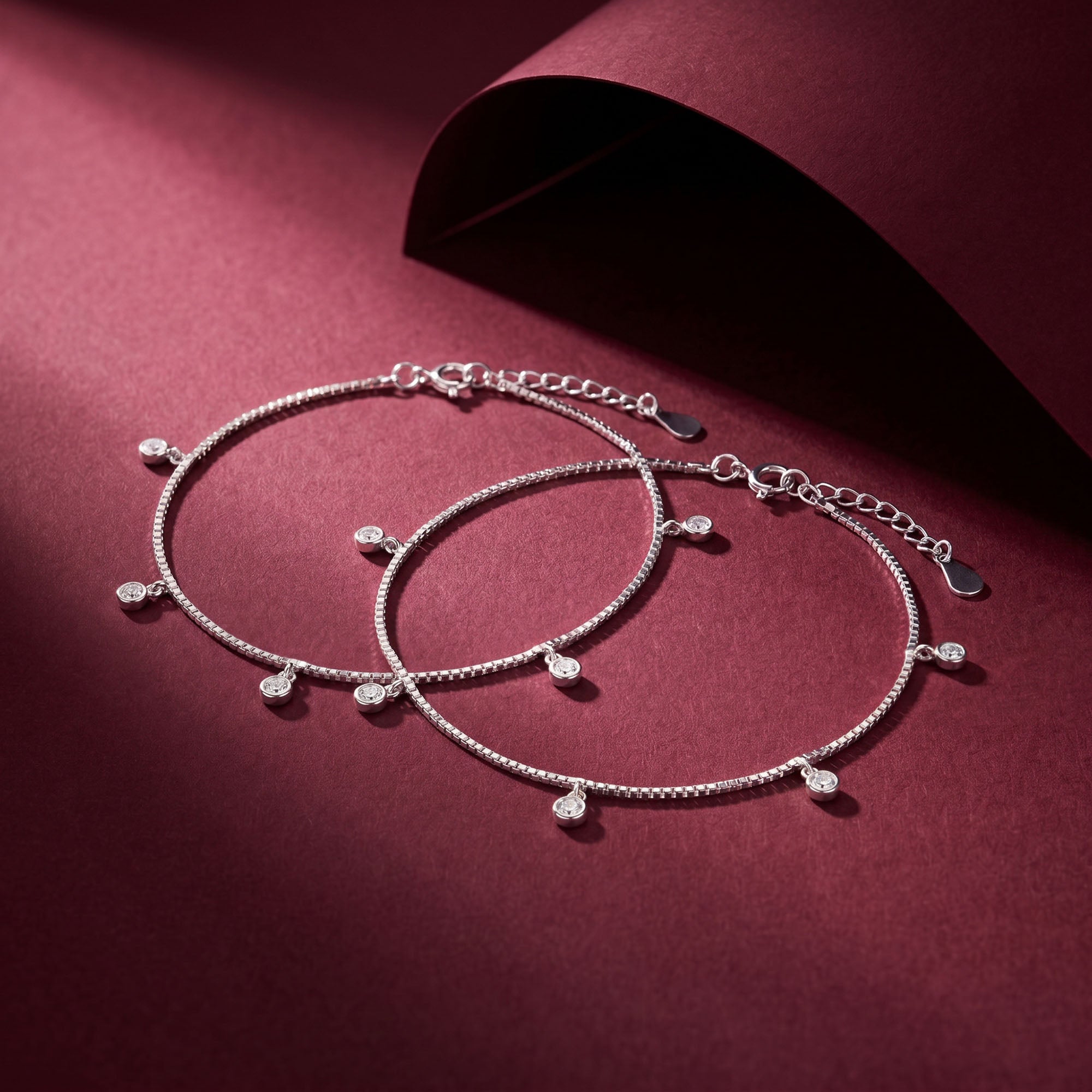 Bezel Solitaire CZ Charm Anklet