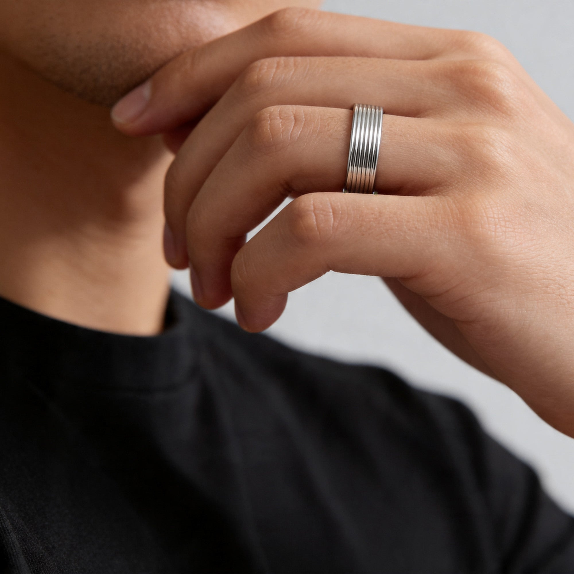 Grooved Silver Ring