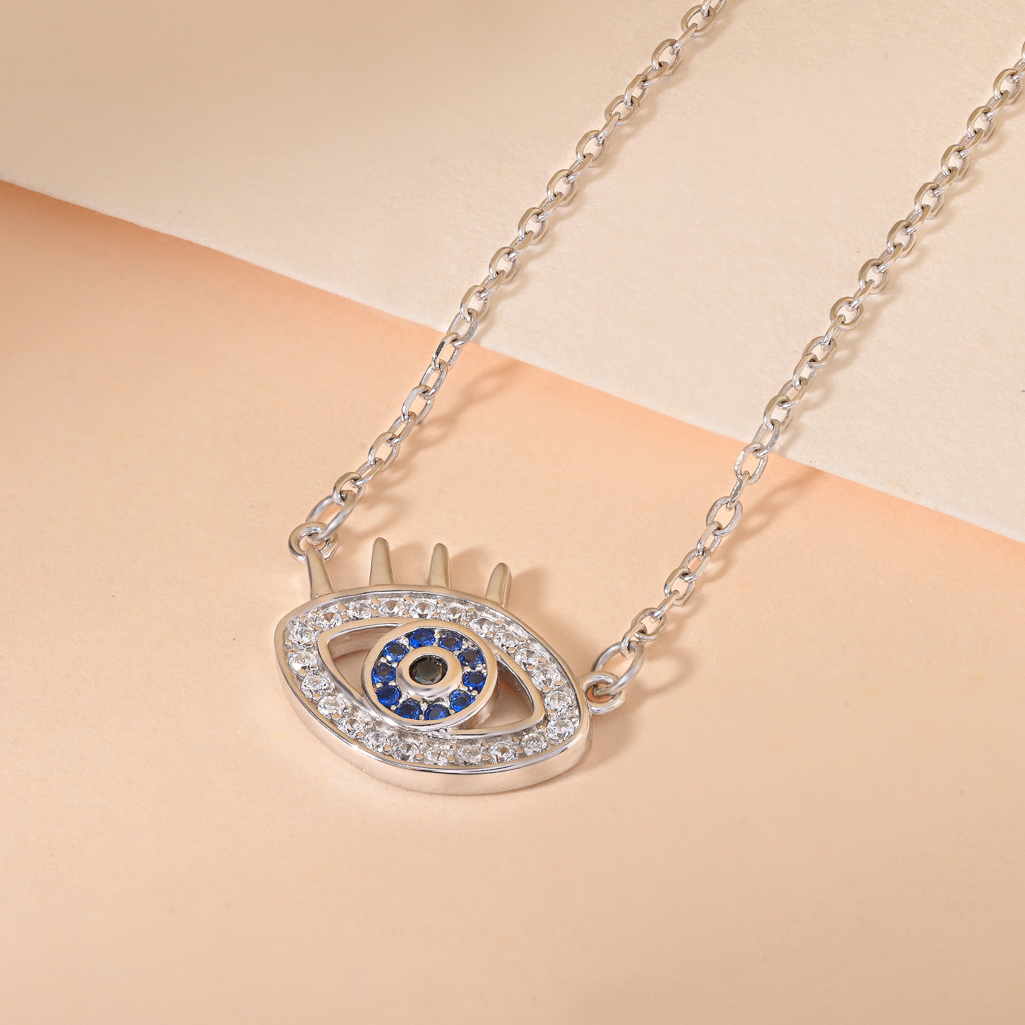 CZ Silver Evil Eye Necklace – Touch925