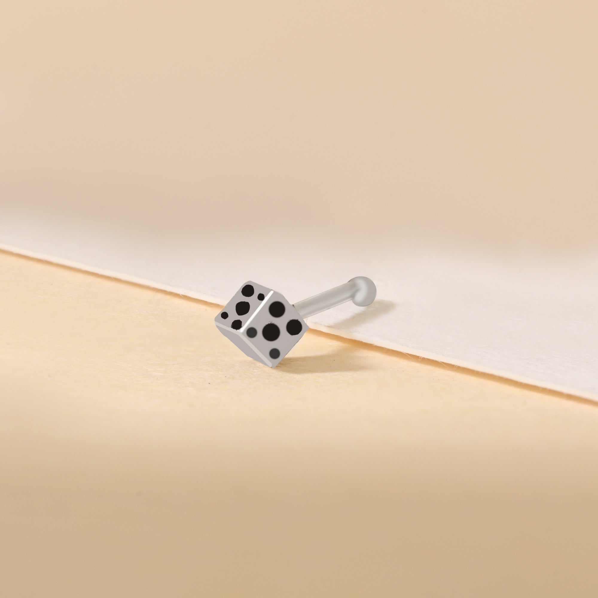 Dice Roll Oxidised Nose Pin