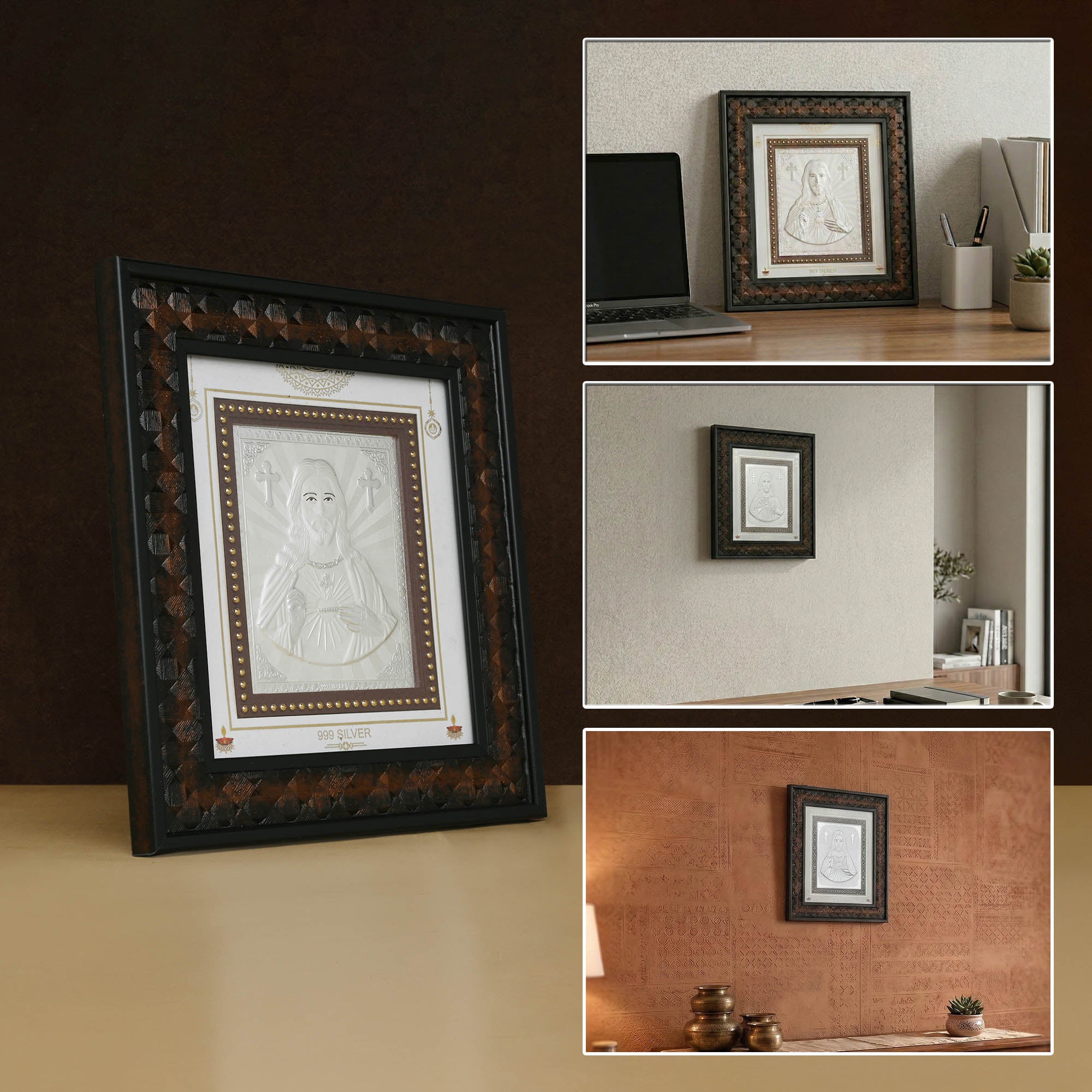 999 Silver Jesus Wall Frame