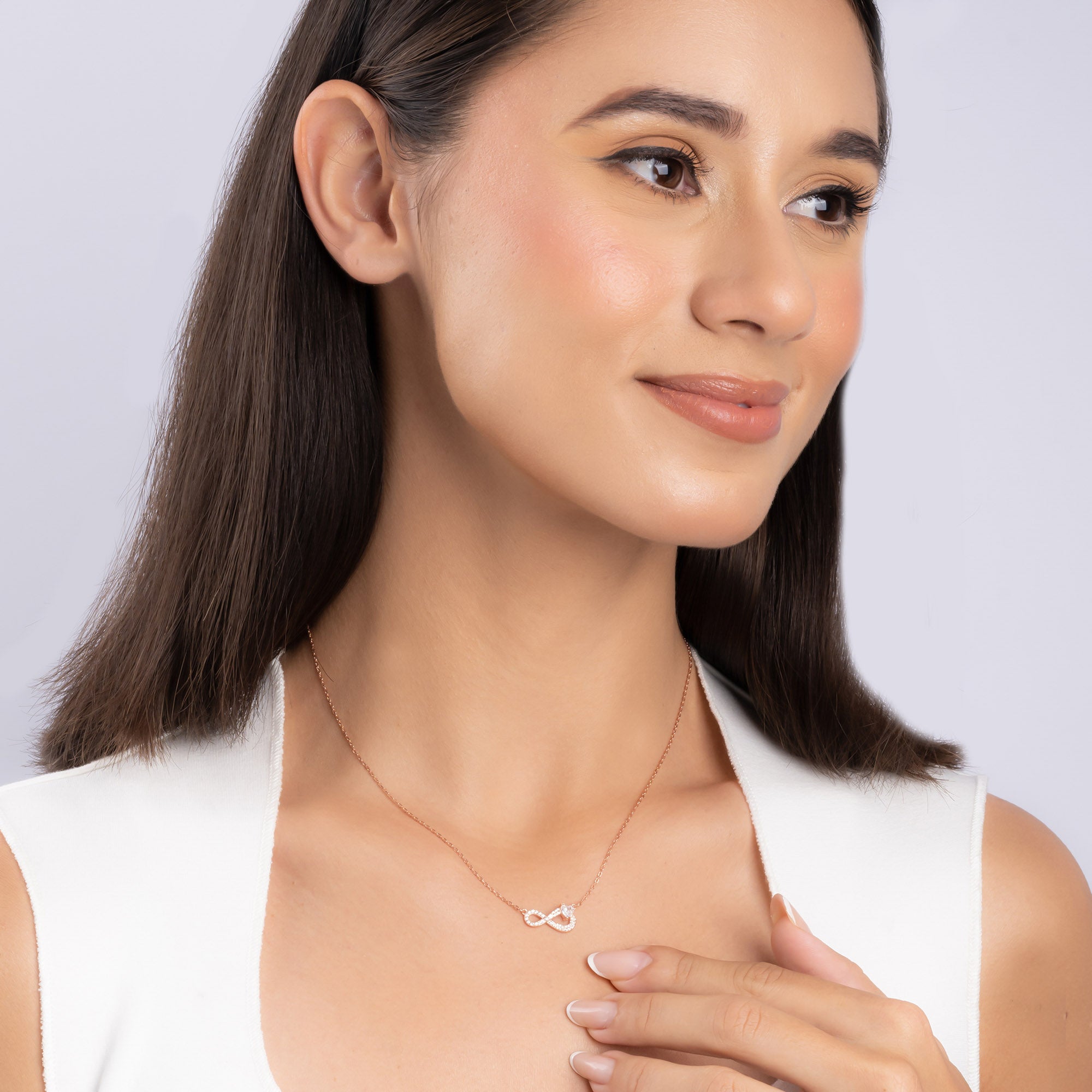 Infinity Pendant Necklace with CZ Stones