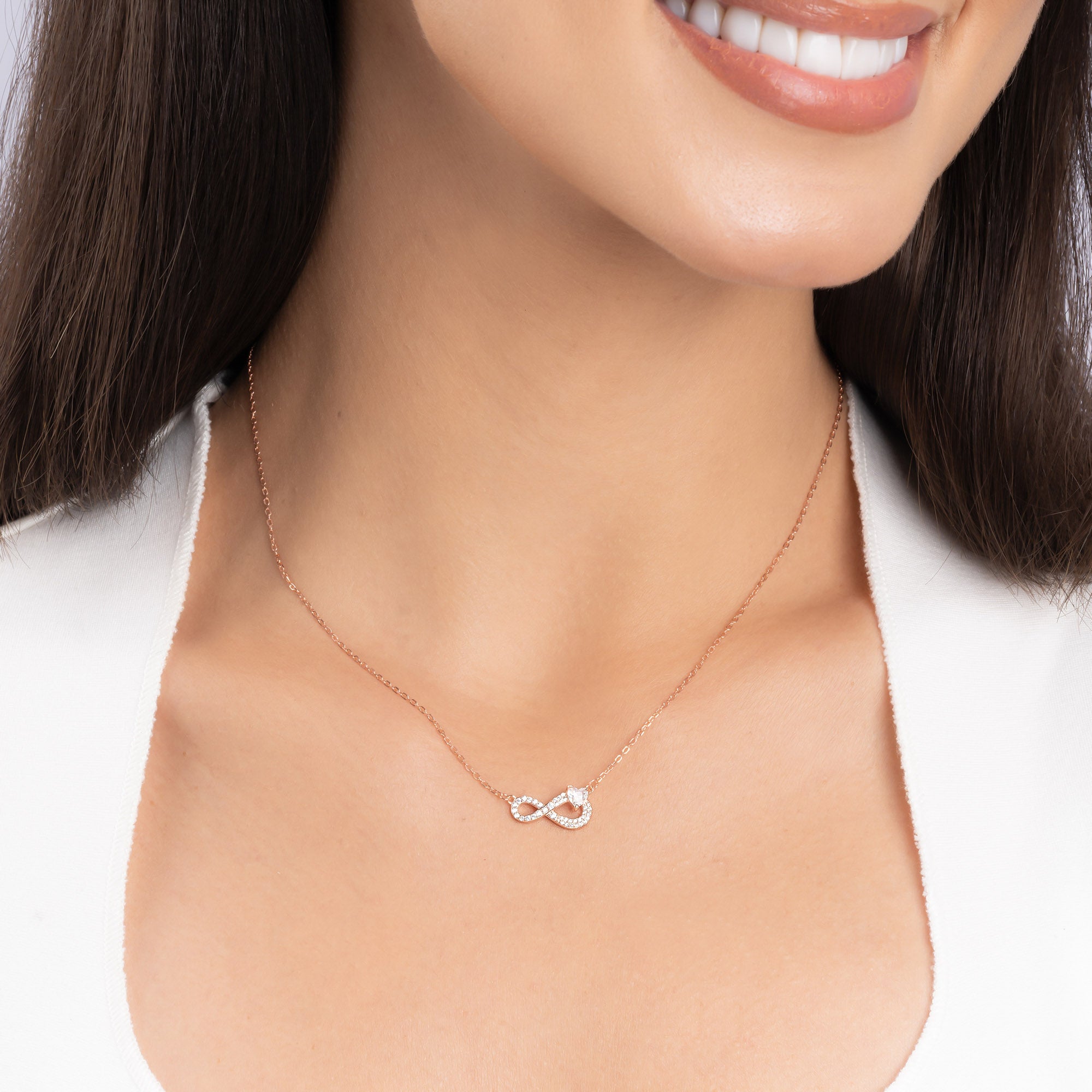 Infinity Pendant Necklace with CZ Stones
