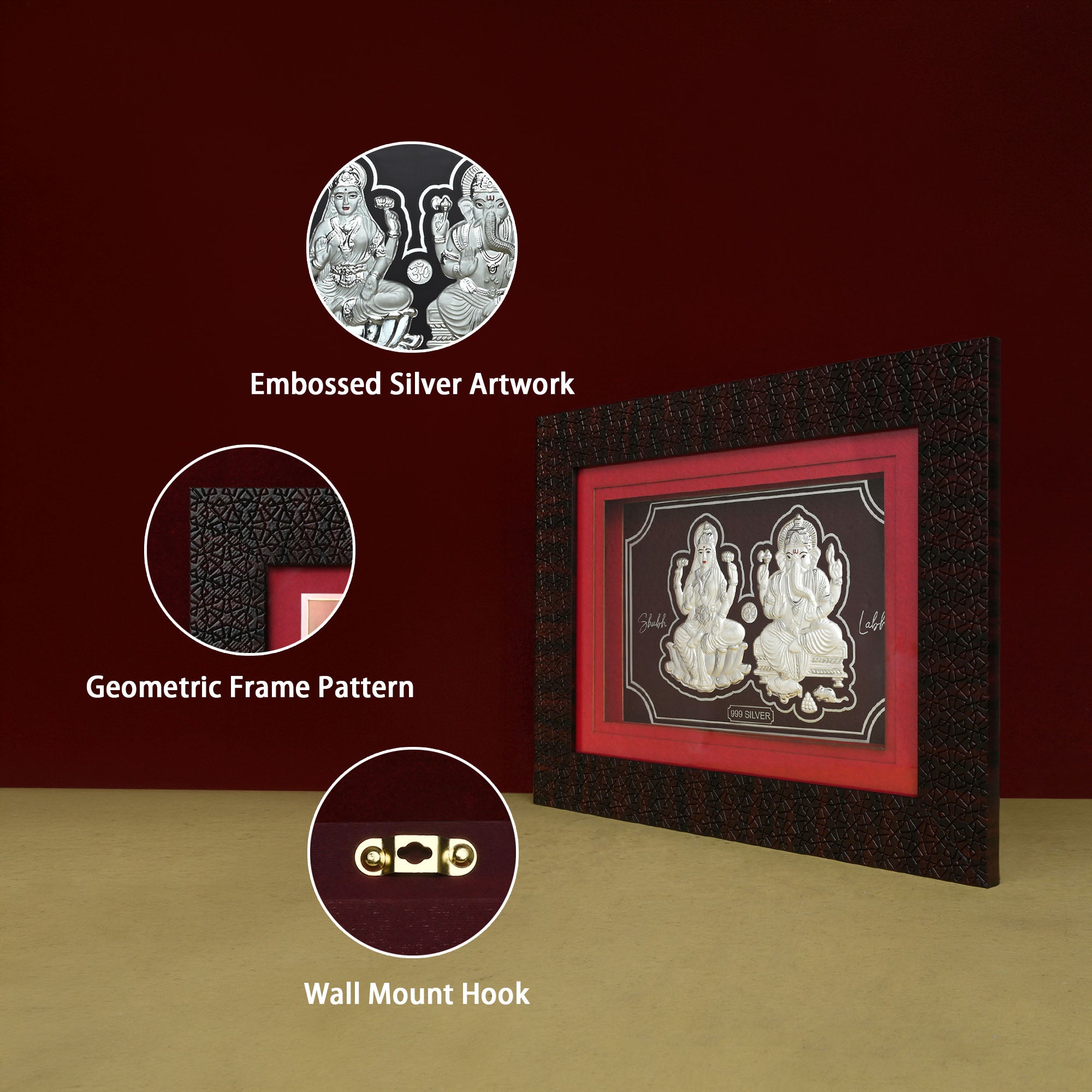 999 Silver Lakshmi Ganesh LED Frame