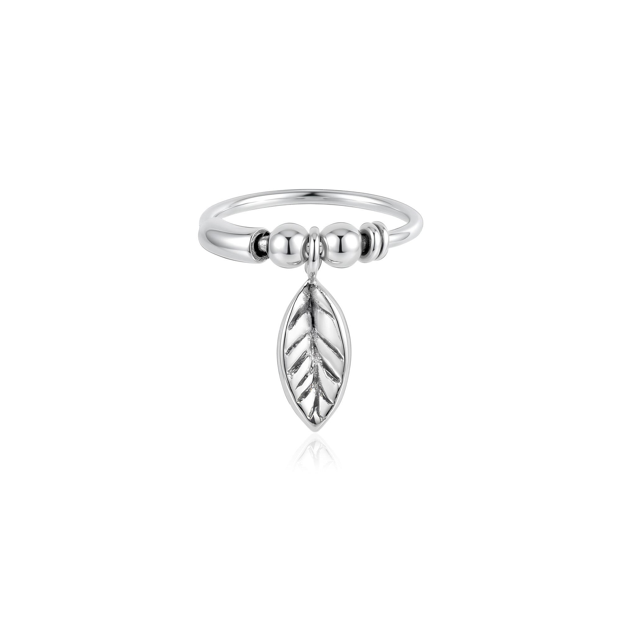 Silver Leaf Charm Helix Hoop Earring