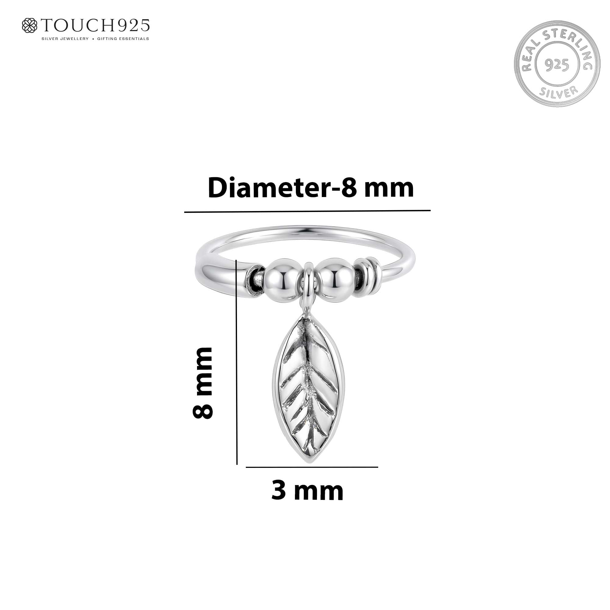 Silver Leaf Charm Helix Hoop Earring