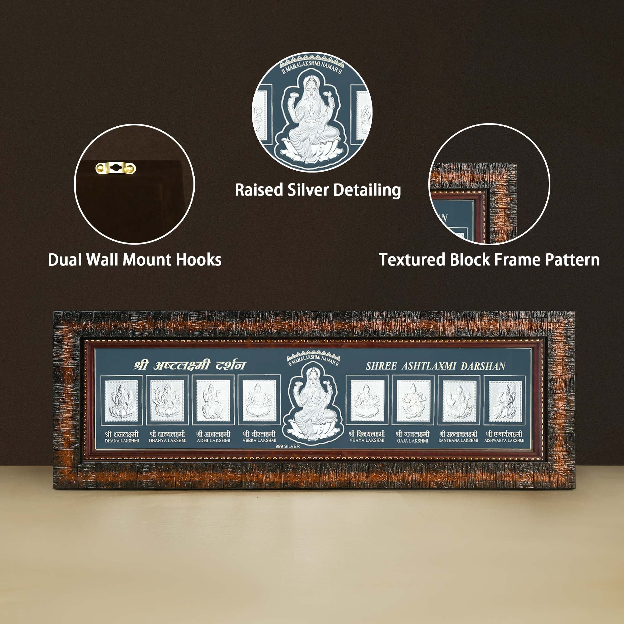 999 Silver Ashtalakshmi Wall Frame
