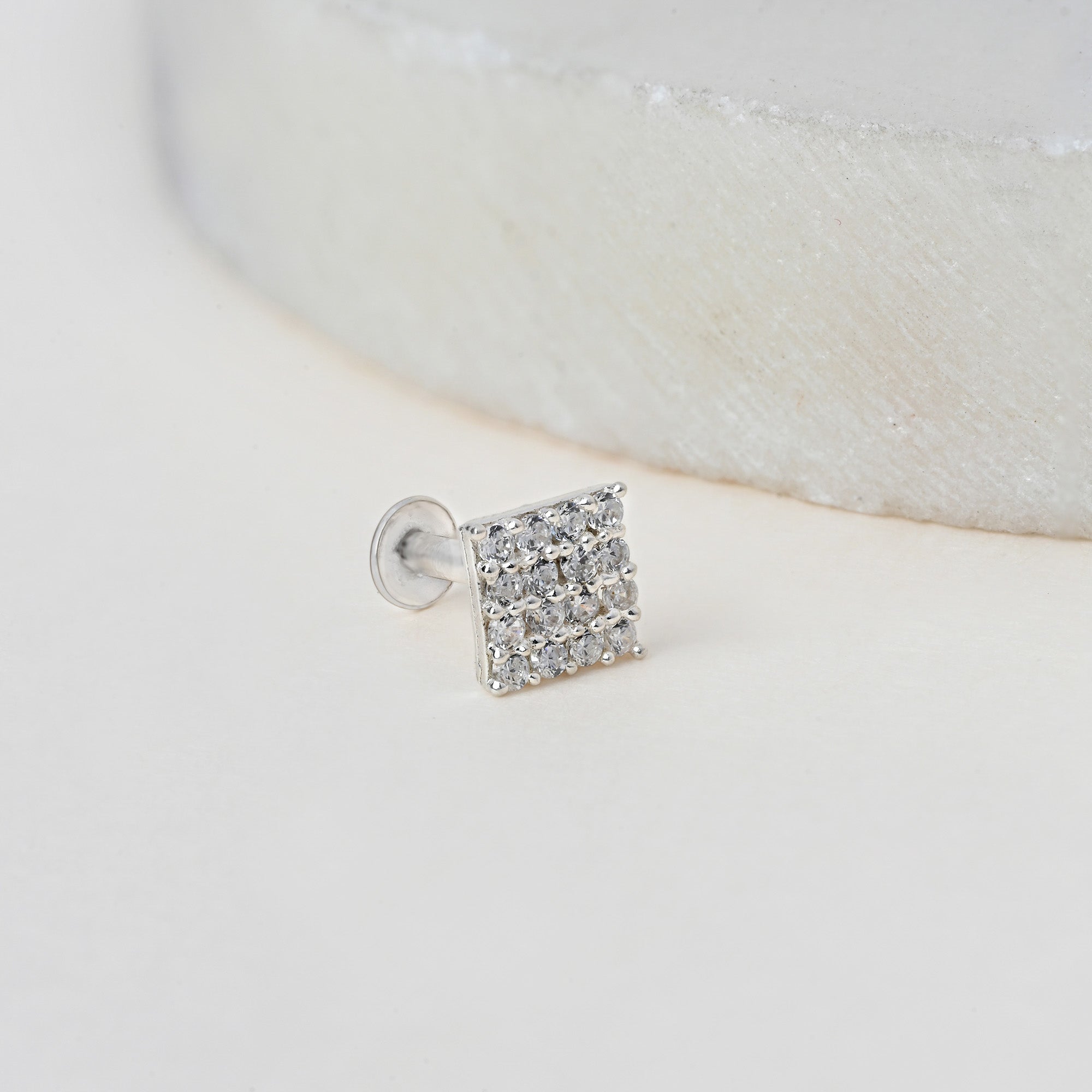 Diamond Cluster Silver Nose Pin