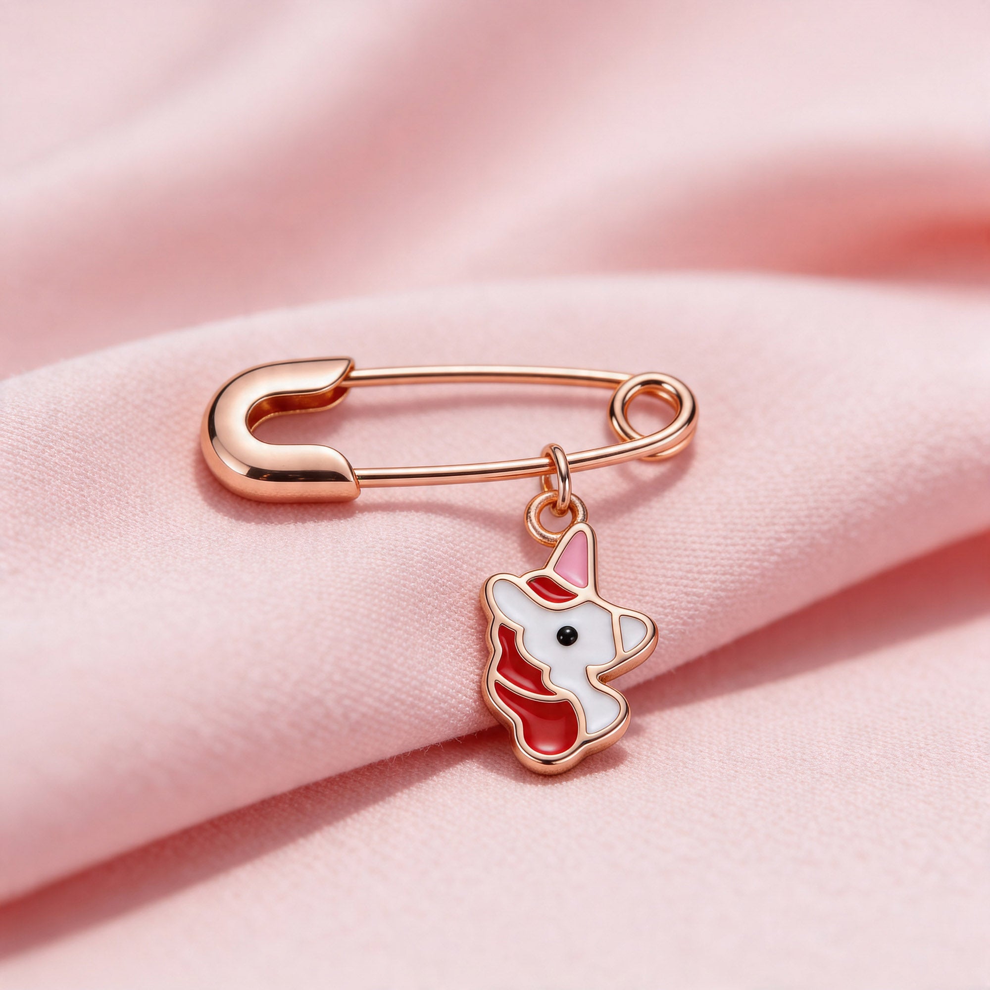 Rose Gold Unicorn Kids Safety Pin