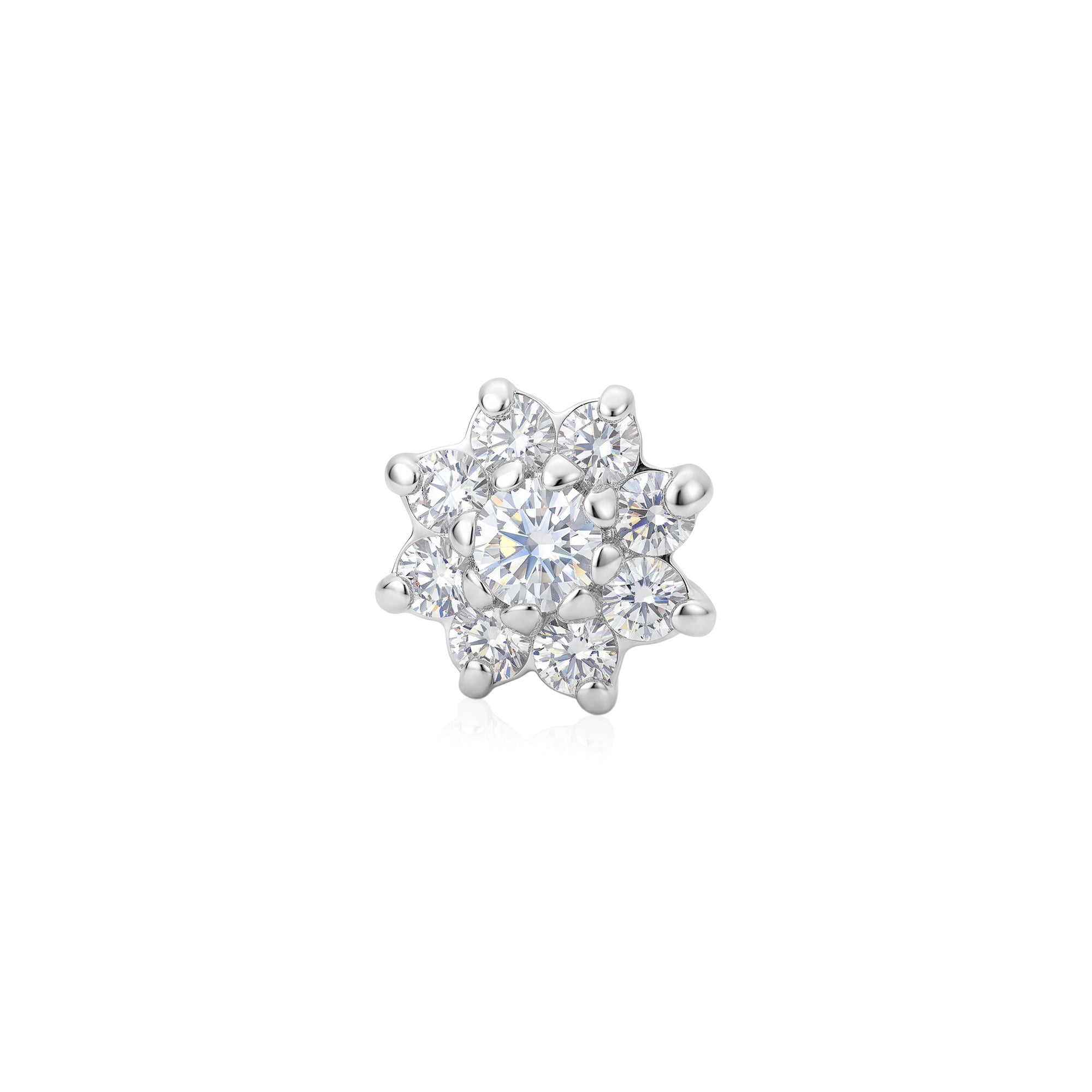 Cluster Flower Zircon Silver Stud Earring