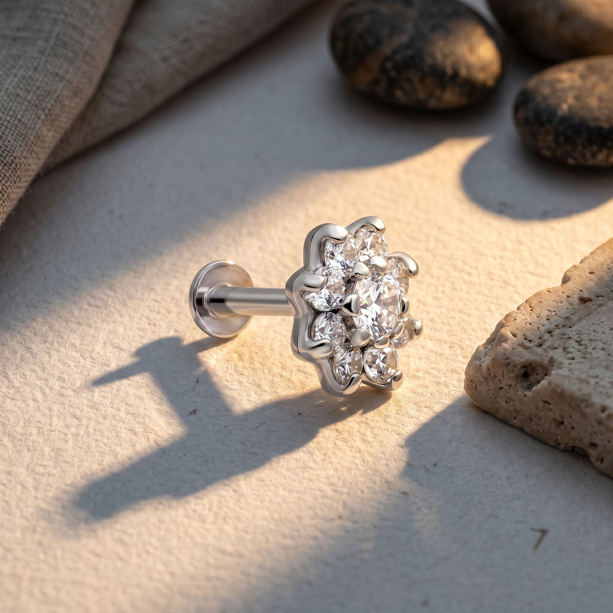 Cluster Flower Zircon Silver Stud Earring