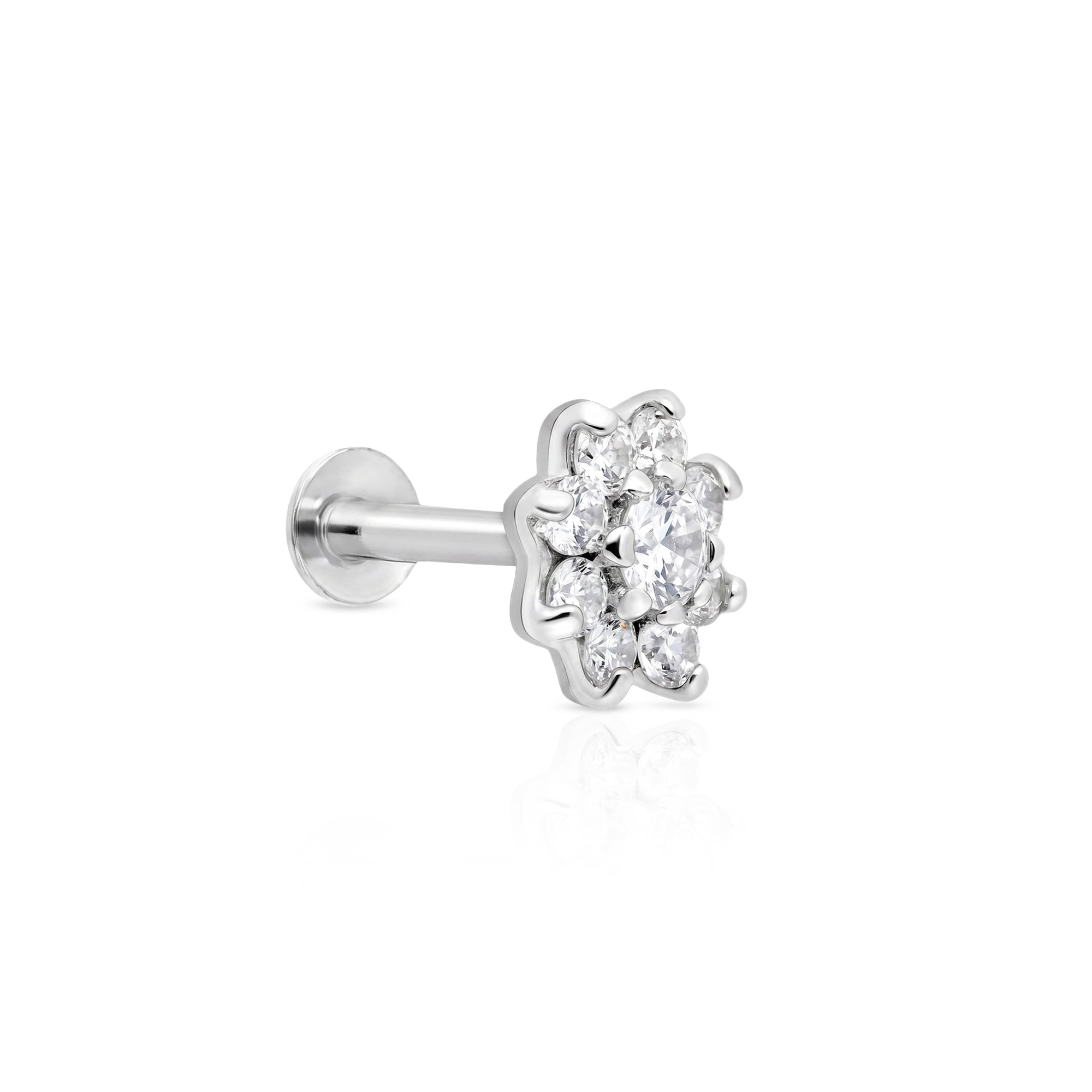 Cluster Flower Zircon Silver Stud Earring