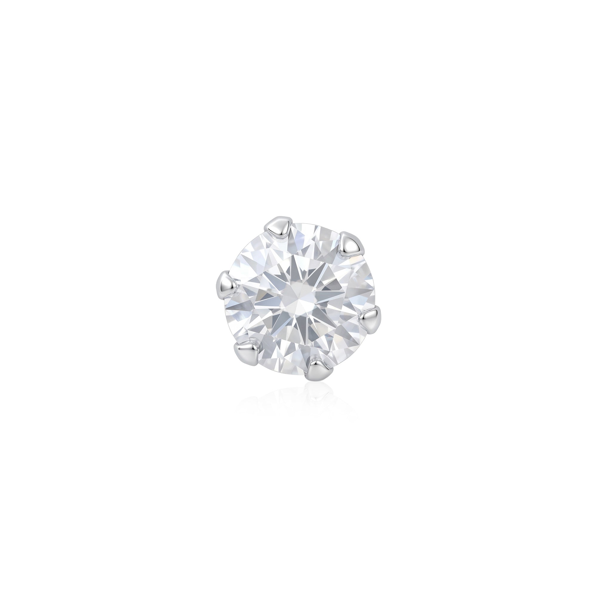 Classic Six-Prong Silver Stud Earring