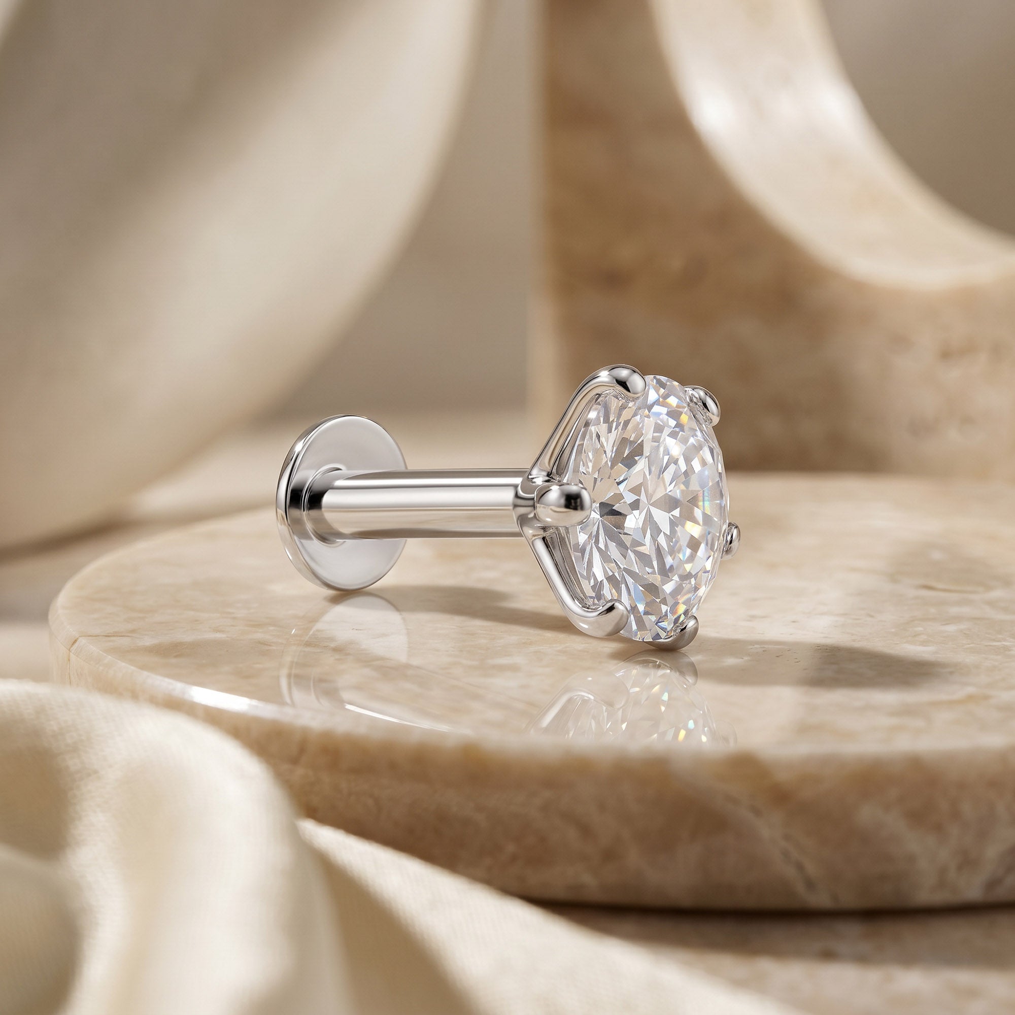 Classic Six-Prong Silver Stud Earring