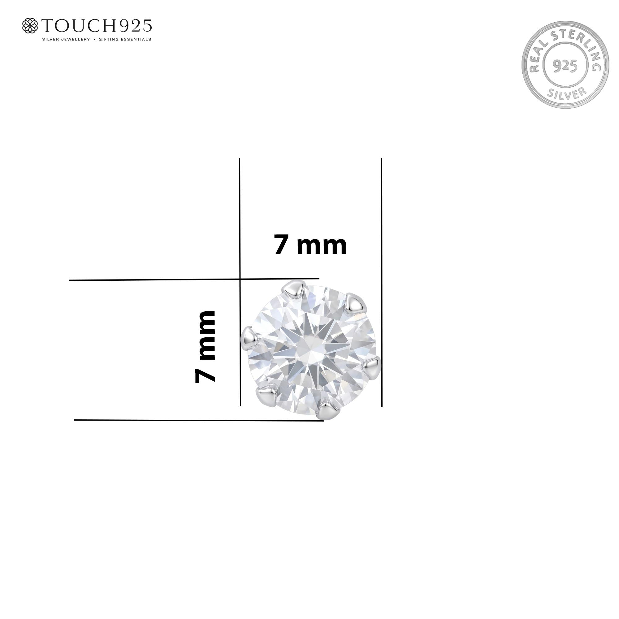 Classic Six-Prong Silver Stud Earring