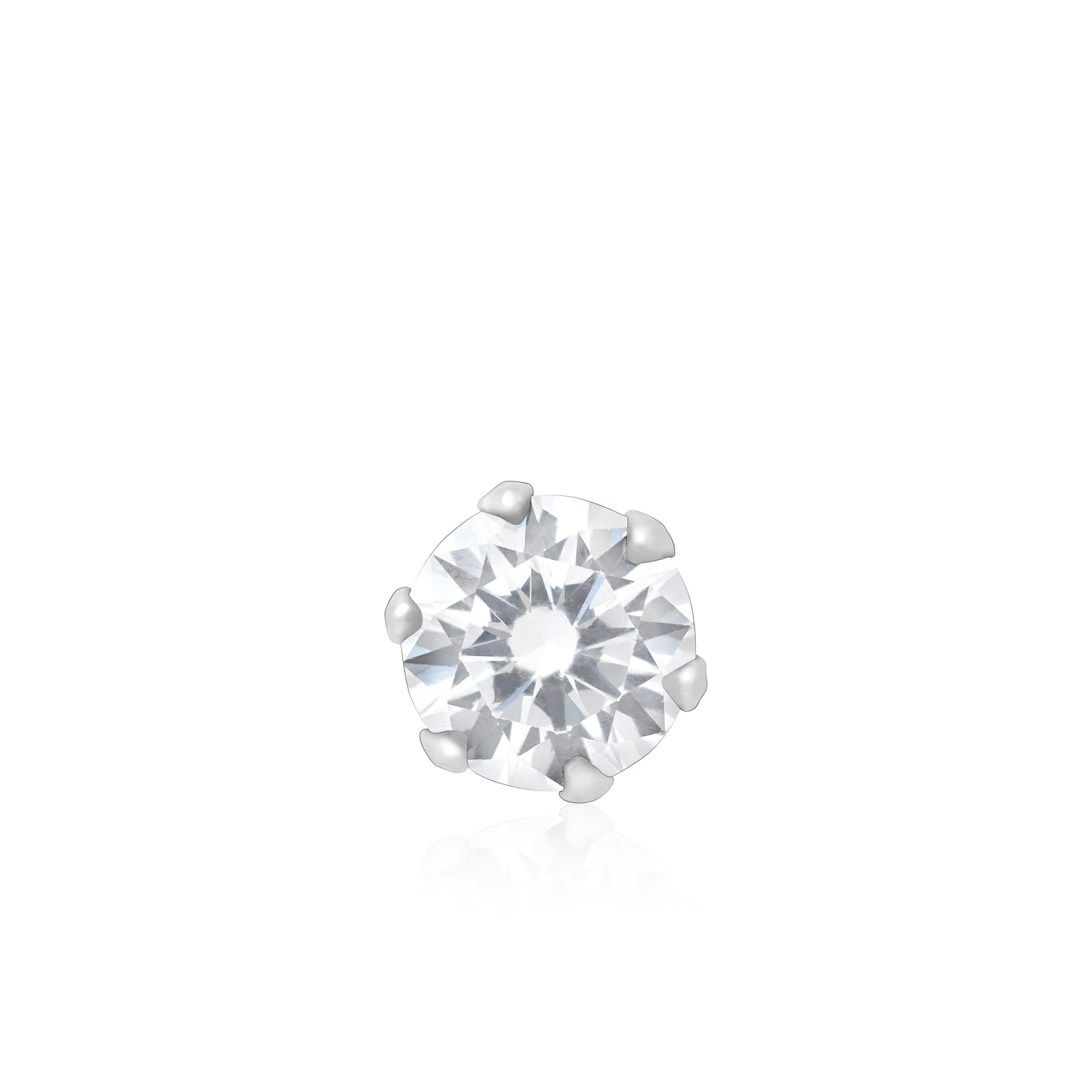 Solitaire Glow Silver Nose Pin