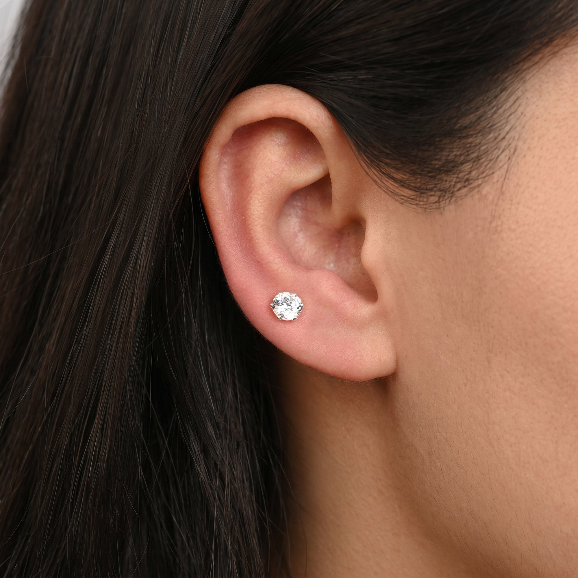 Classic Moissanite Silver Stud Earring