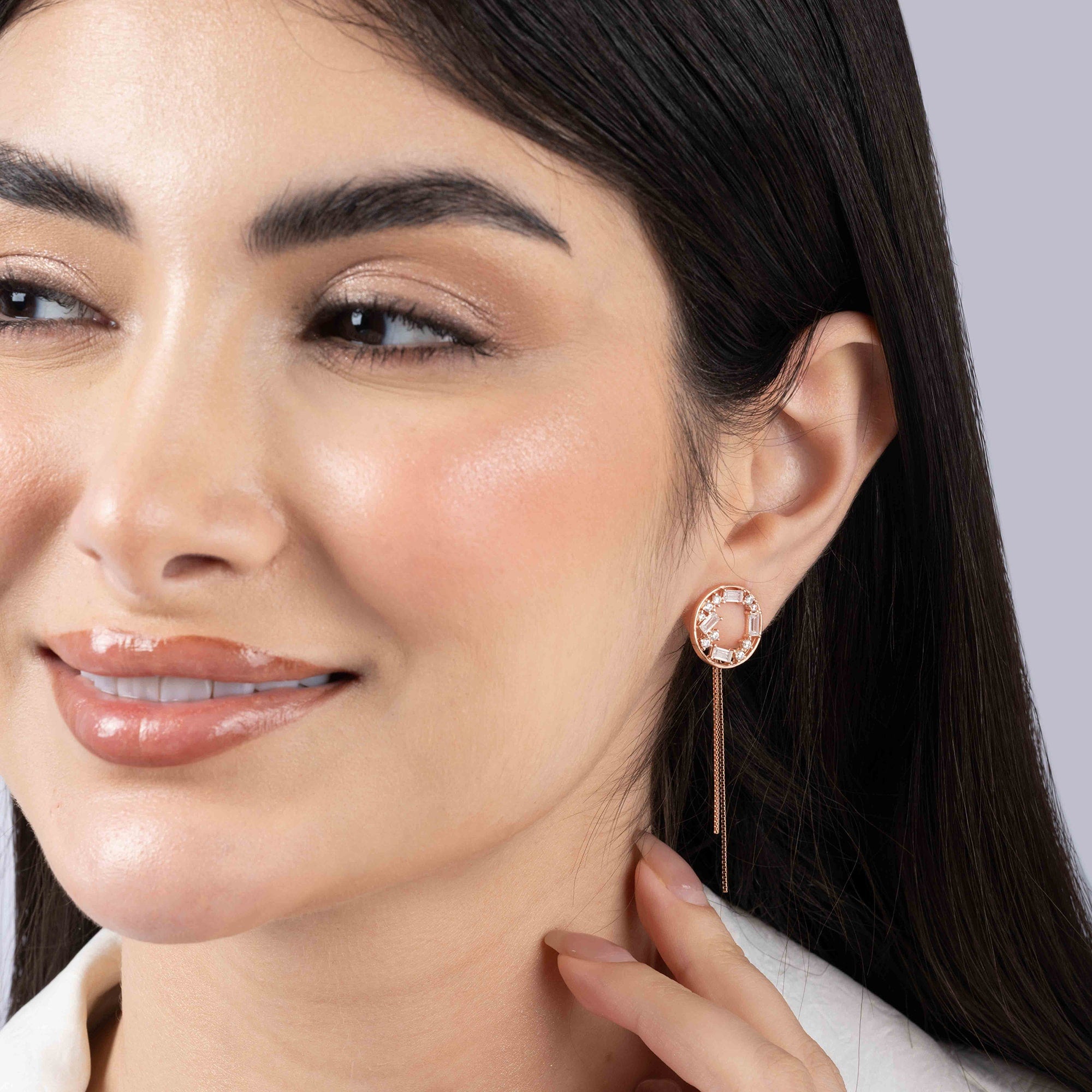 Bead Stone Threader Earrings