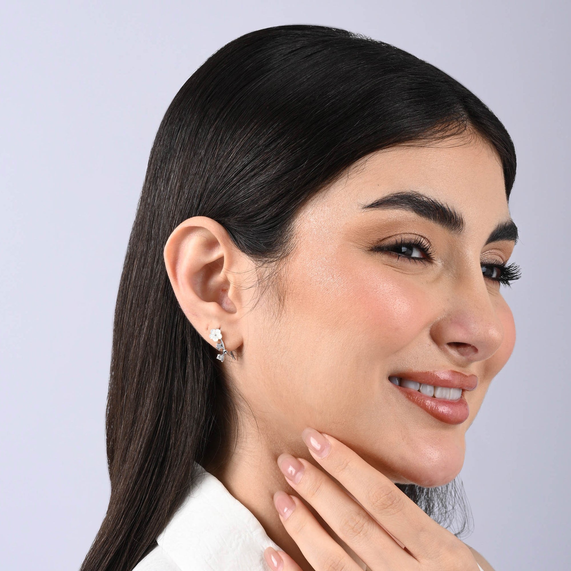 Floral Stem Leaf Earrings