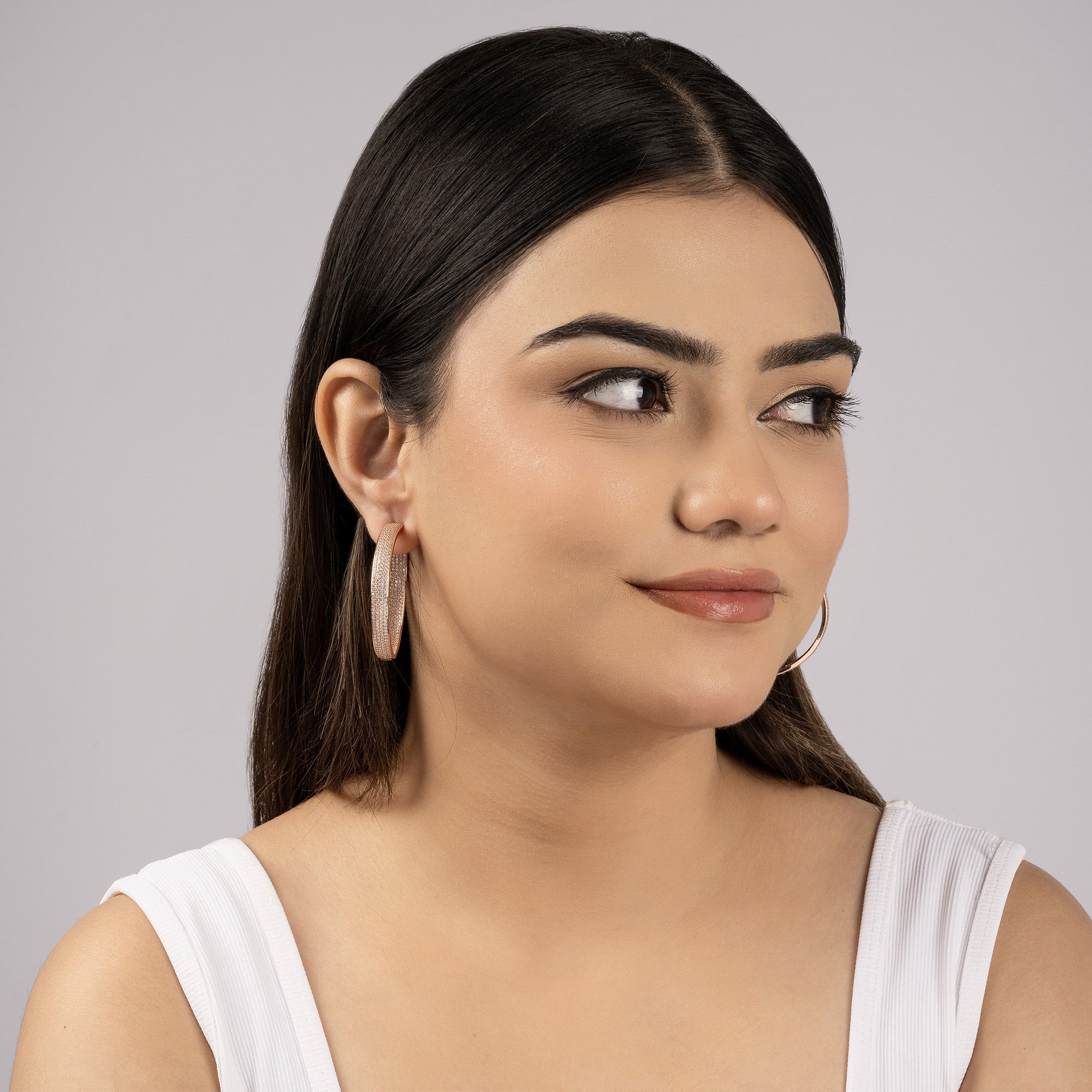 Chunky CZ-Studded Hoops